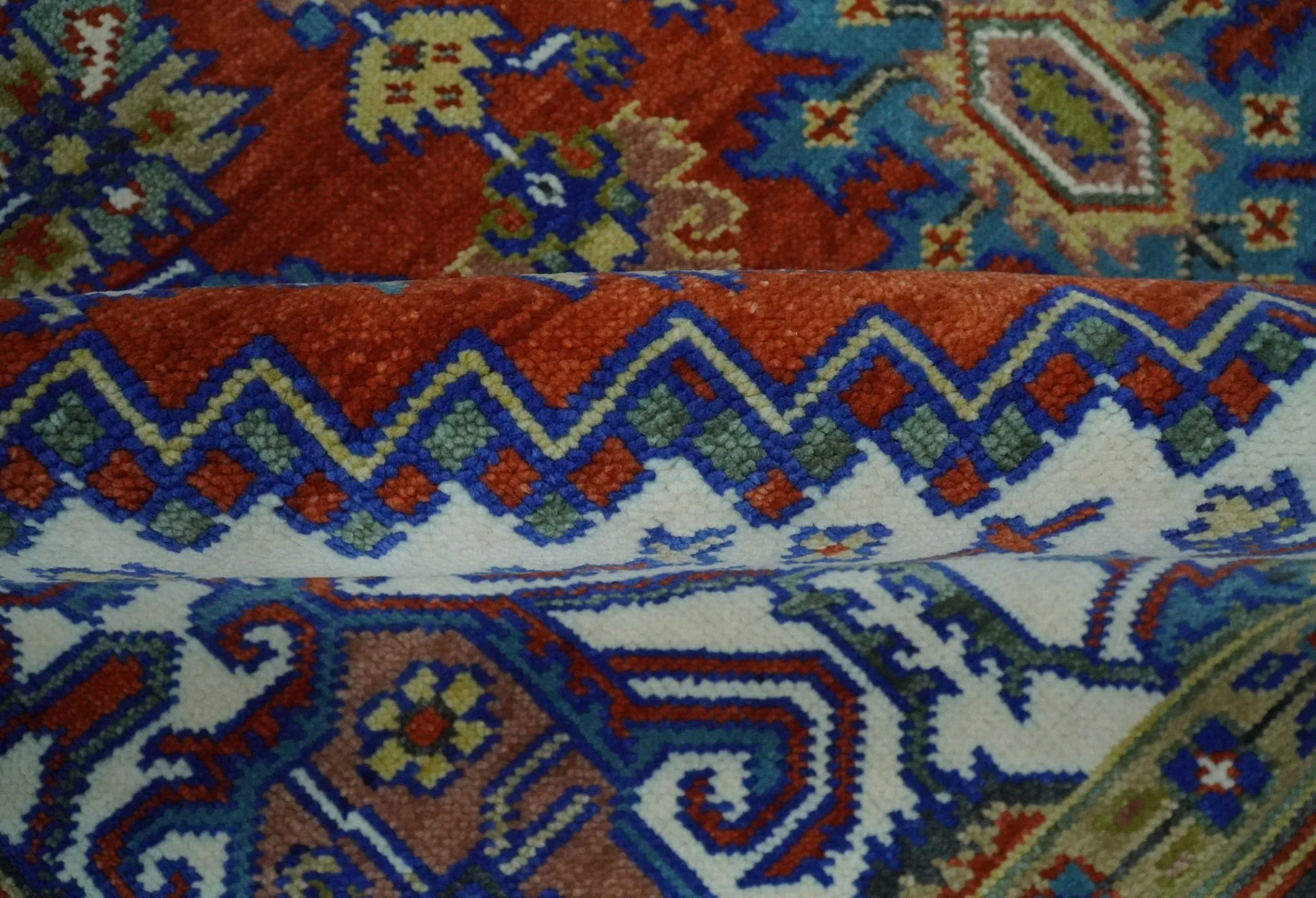 Traditional Rust, Ivory, Beige and Charcoal Multi size Hand knotted Wool Area Rug - Image 6