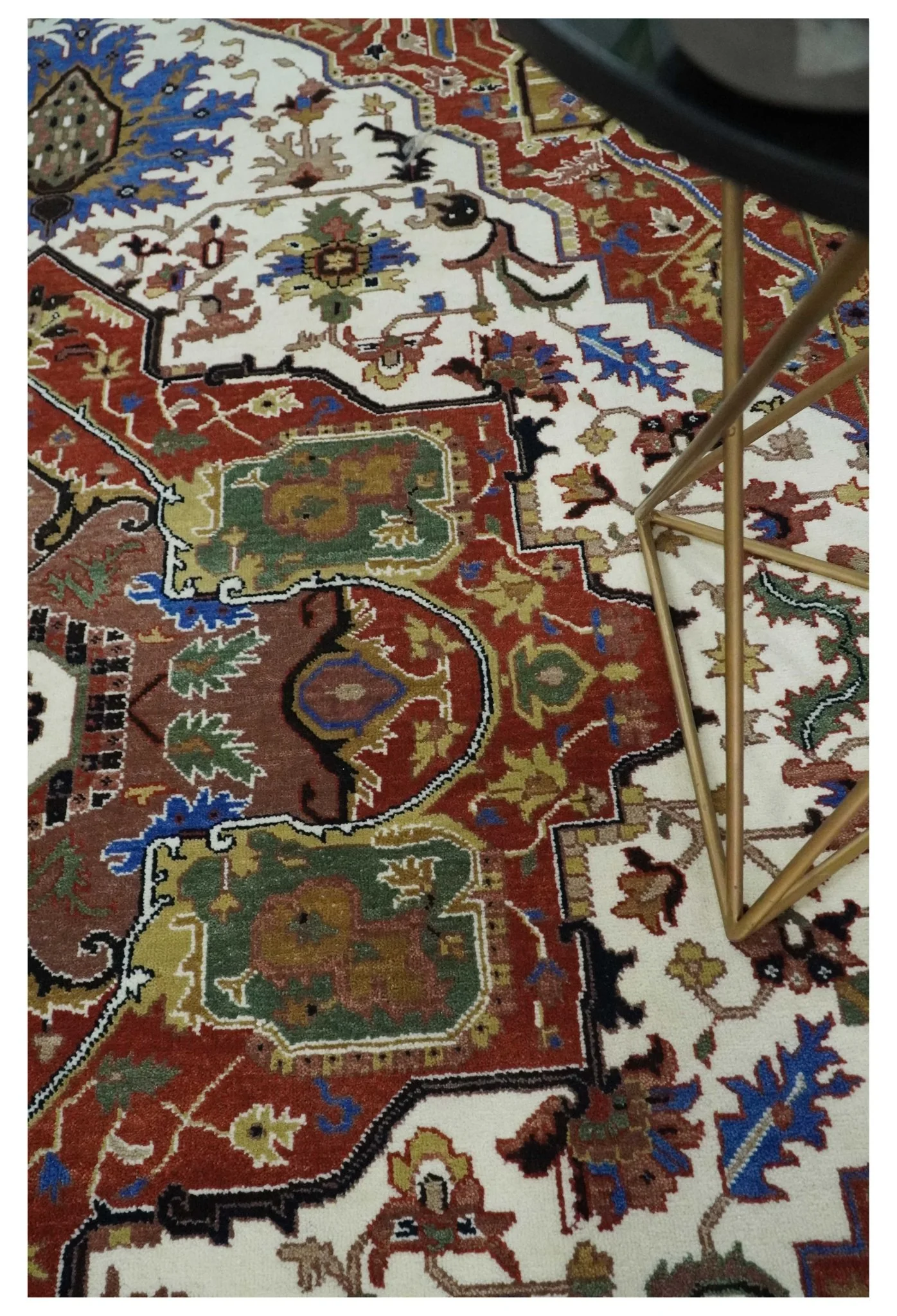 Premium Fine Knots Rust, Ivory and Olive 8x10 Hand knotted Traditional Wool Area Rug - Image 2