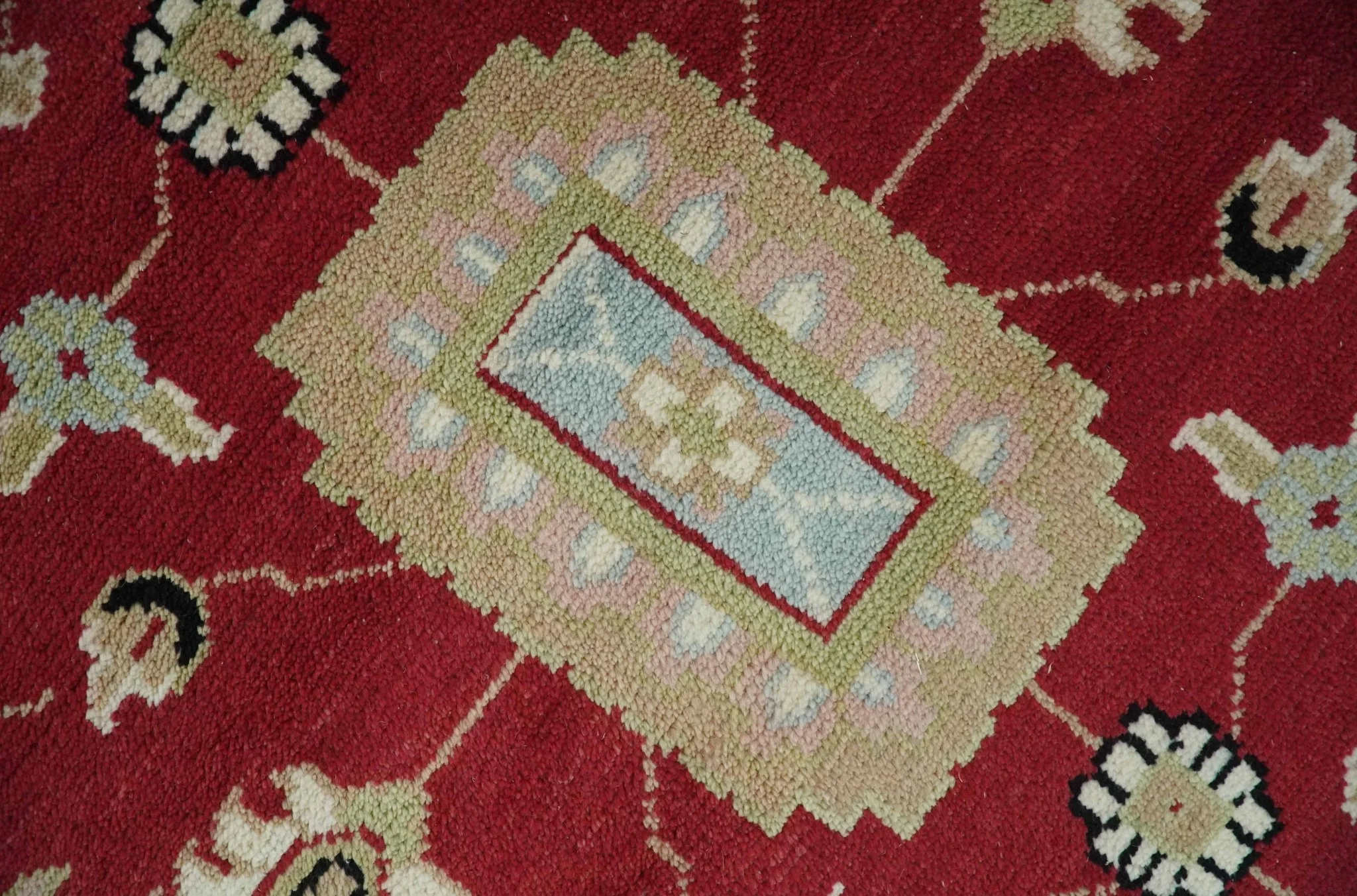 Rust, Olive and Black Hand Knotted Traditional Oriental Custom Made Wool Area Rug - Image 5