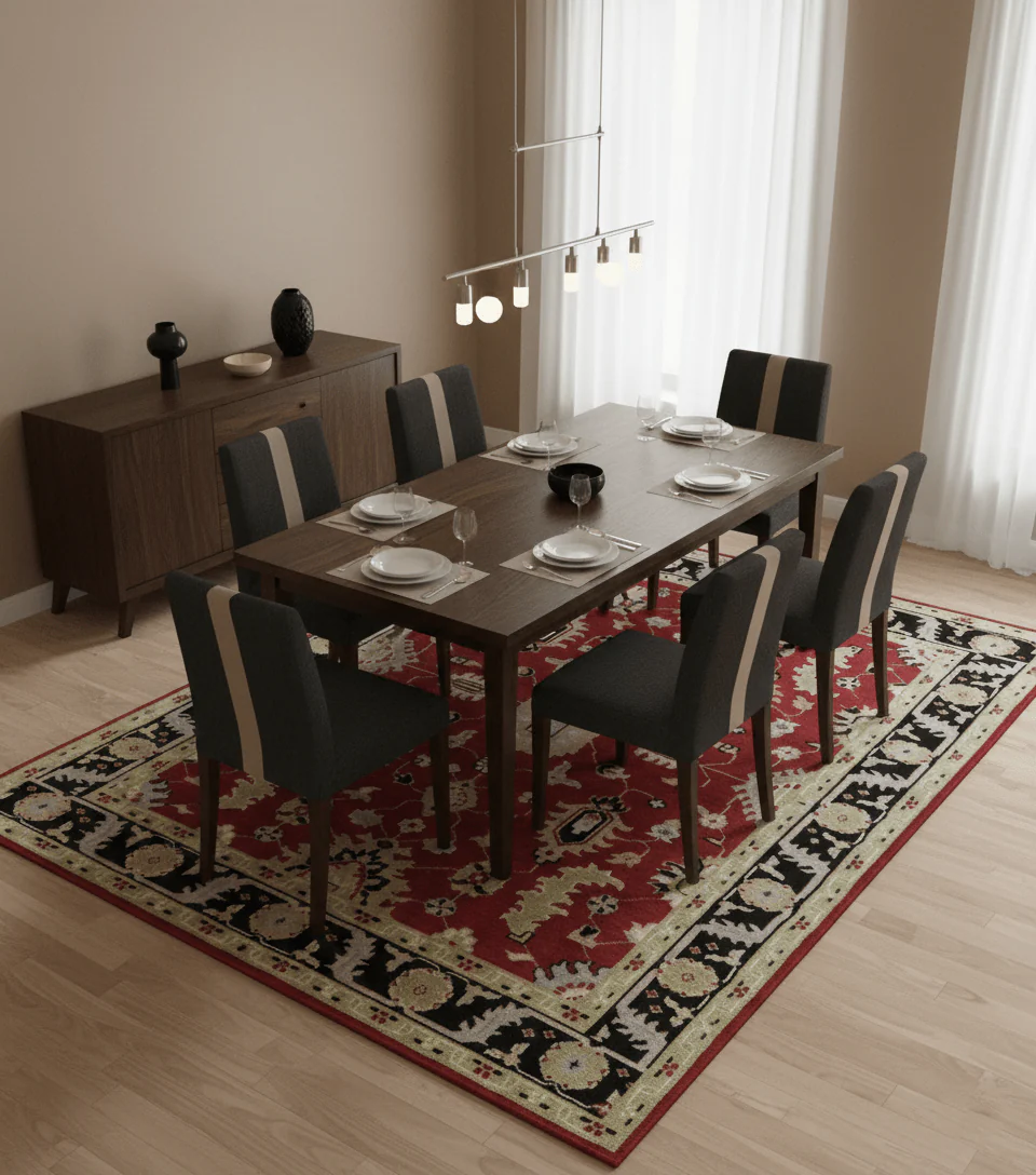 Rust, Olive and Black 8x10 Hand Knotted Traditional Oriental Wool Area Rug - Image 2