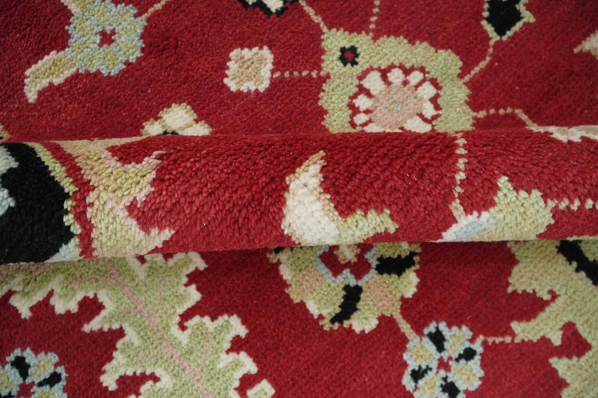 Rust, Olive and Black 8x10 Hand Knotted Traditional Oriental Wool Area Rug - Image 8