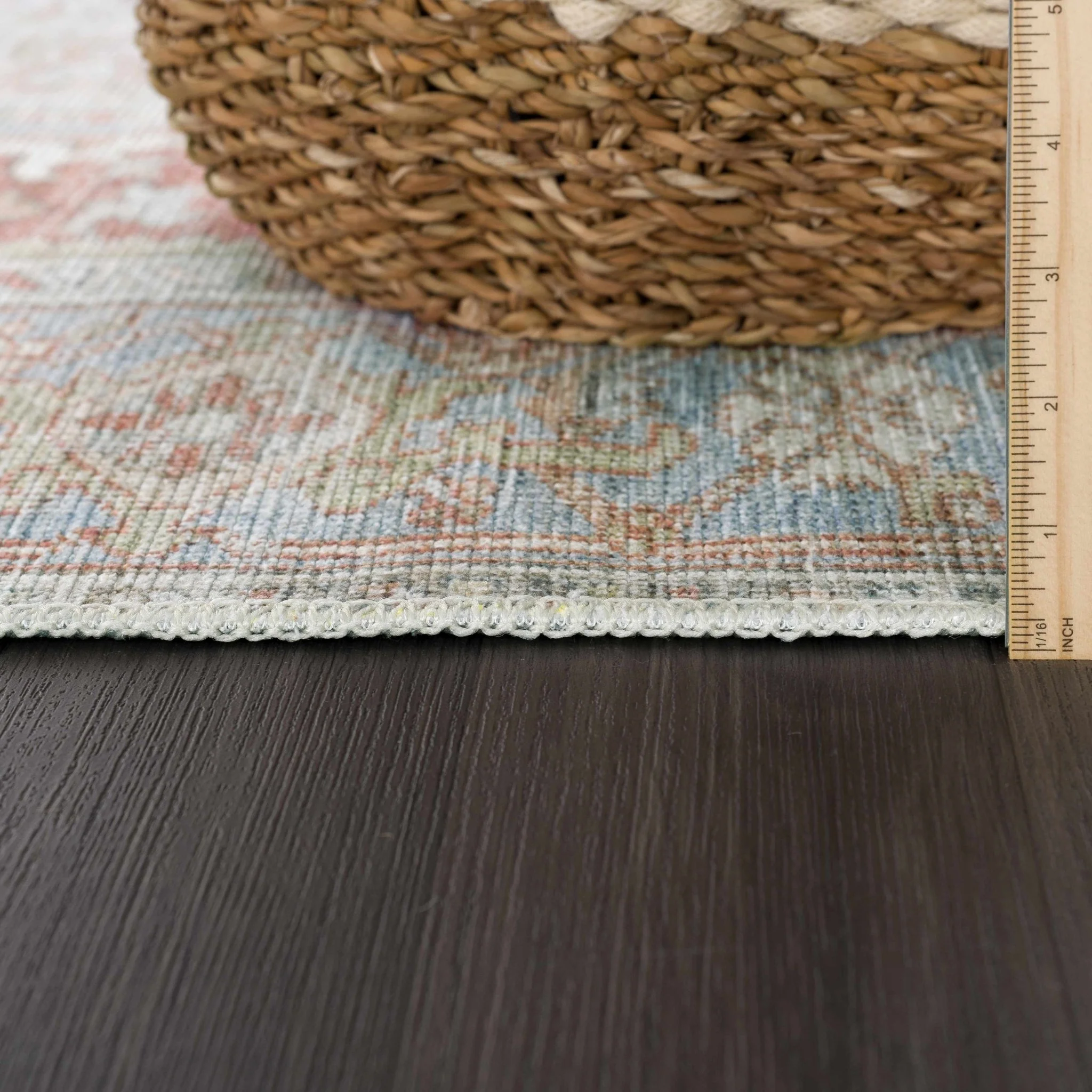 Rust, Silver and Blue Traditional Medallion design Machine Washable Rug - Image 17