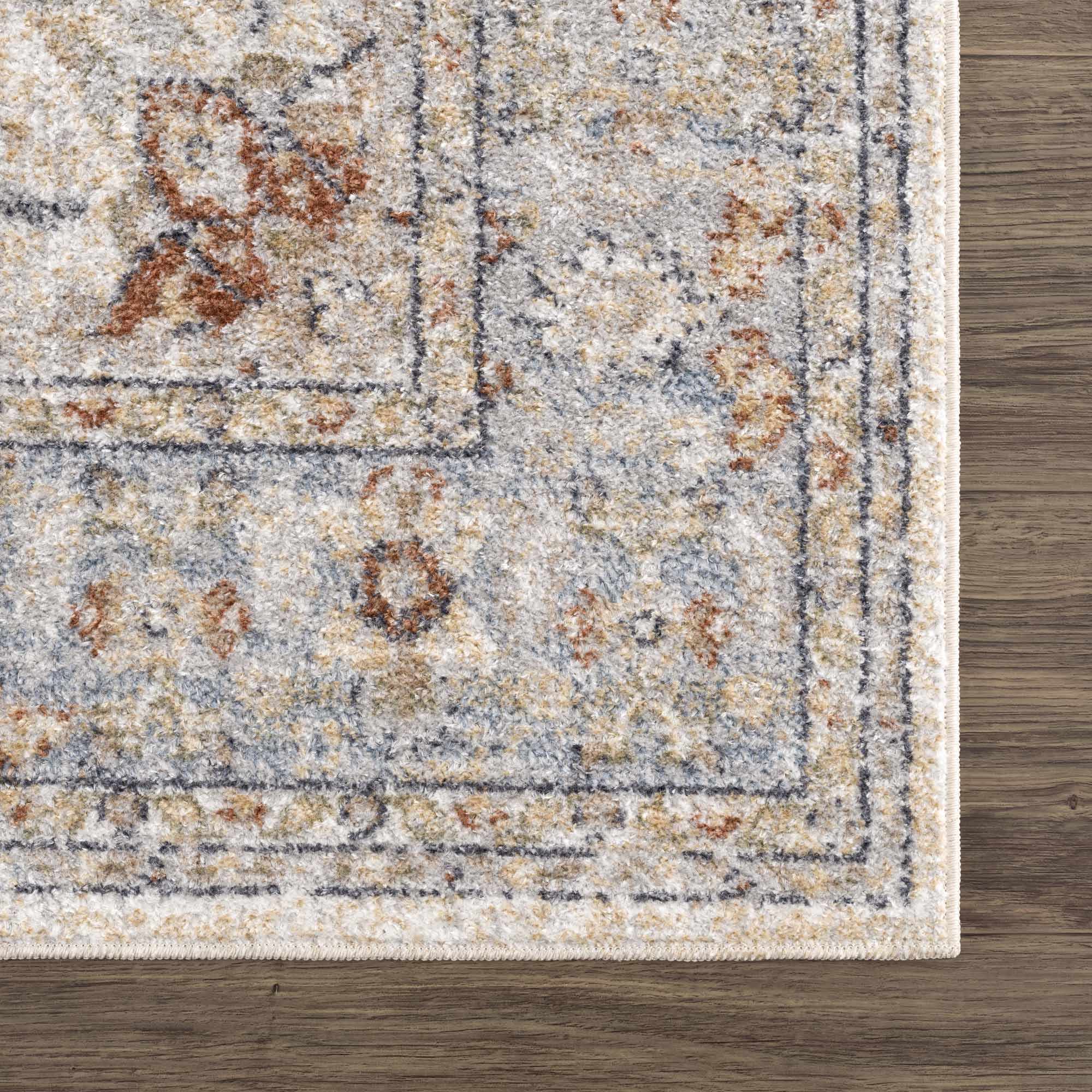 Traditional Medallion Design Machine woven Rust, Silver, Ivory and Beige Washable Rug - Image 11