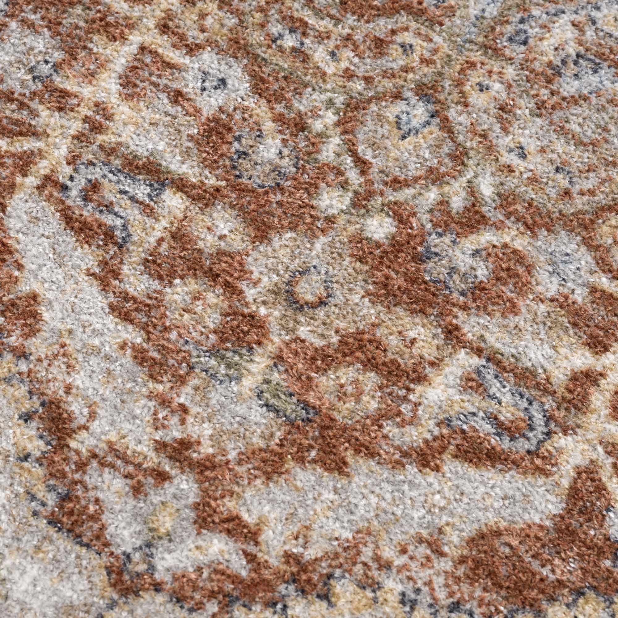 Traditional Medallion Design Machine woven Rust, Silver, Ivory and Beige Washable Rug - Image 14