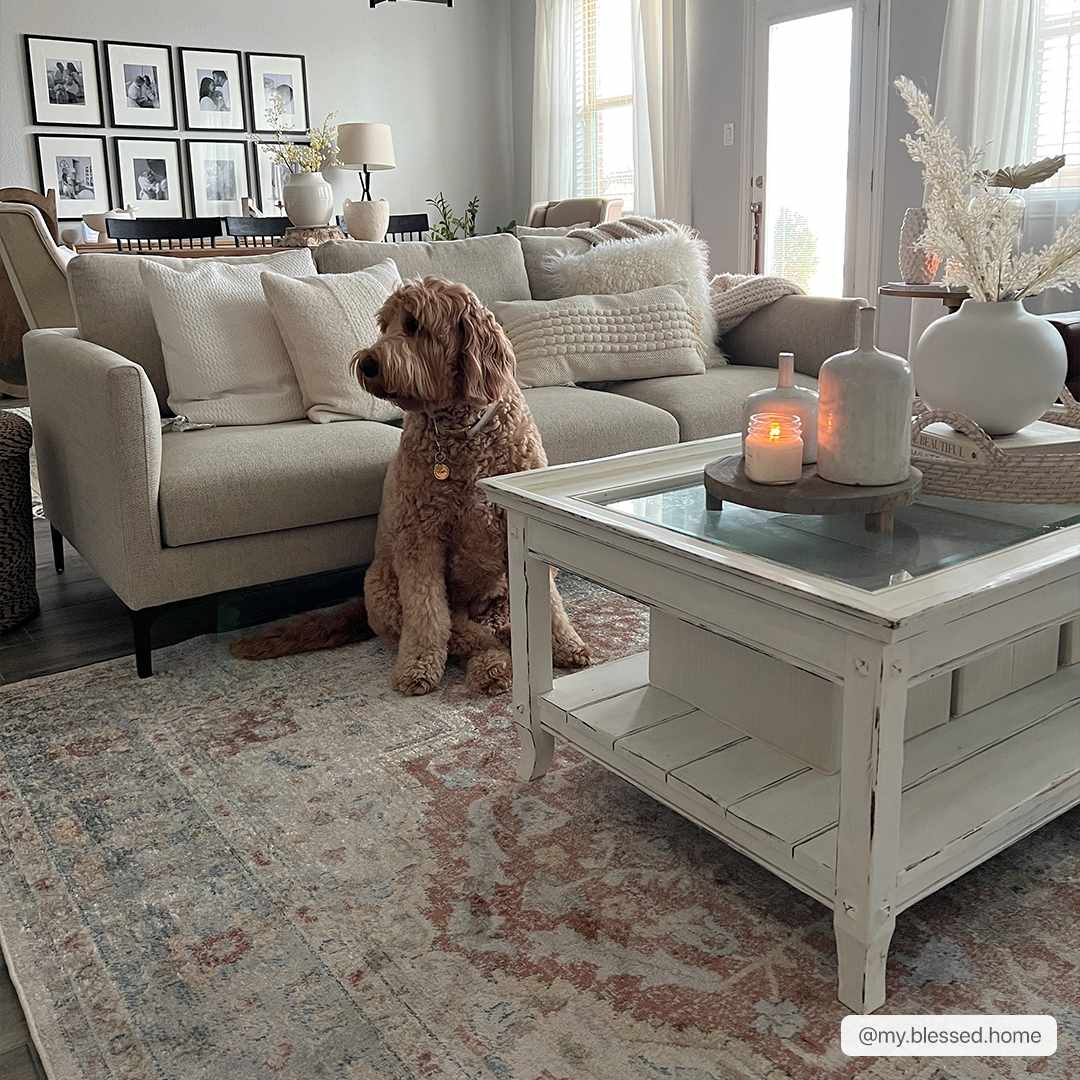Traditional Medallion Design Machine woven Rust, Silver, Ivory and Beige Washable Rug - Image 2