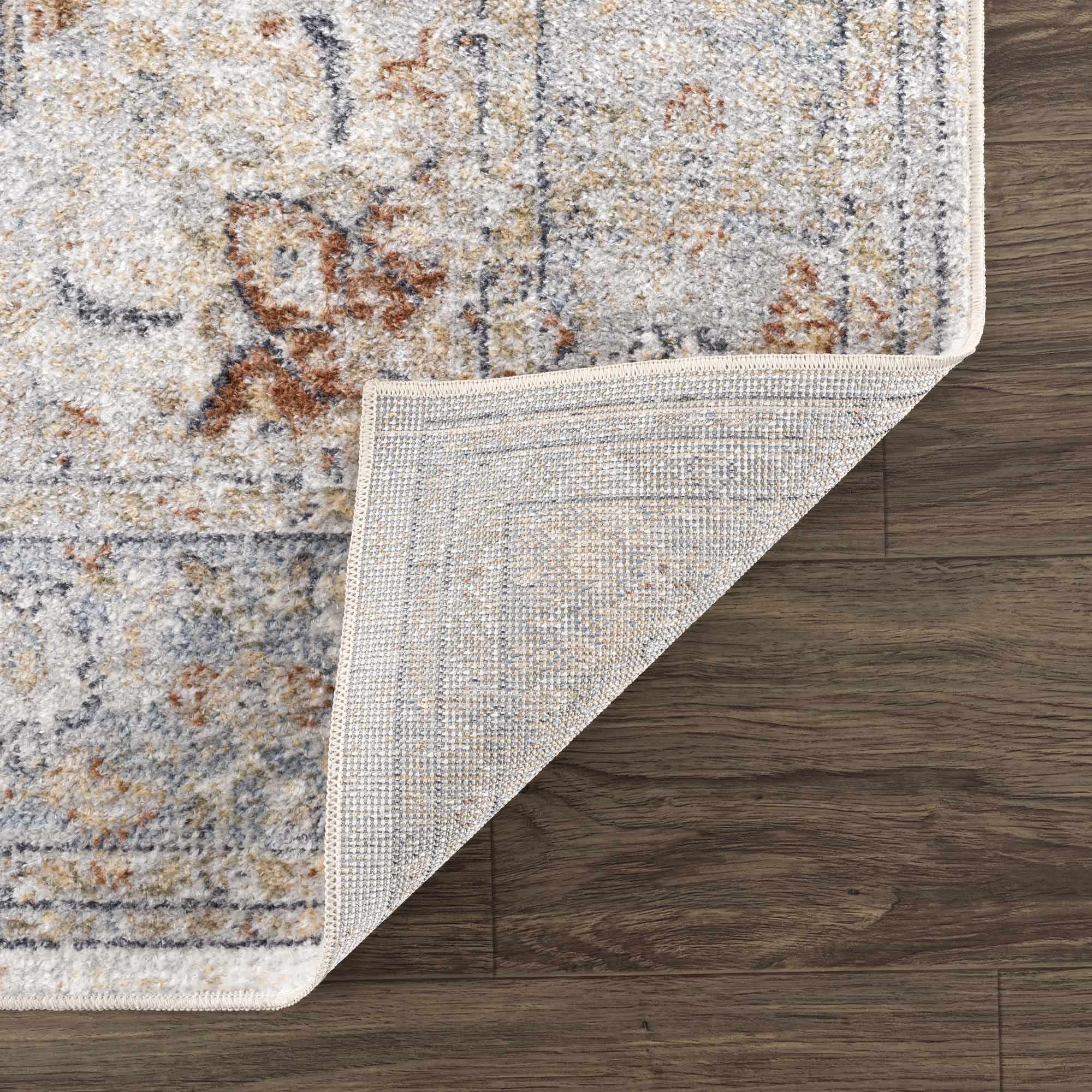 Traditional Medallion Design Machine woven Rust, Silver, Ivory and Beige Washable Rug - Image 5
