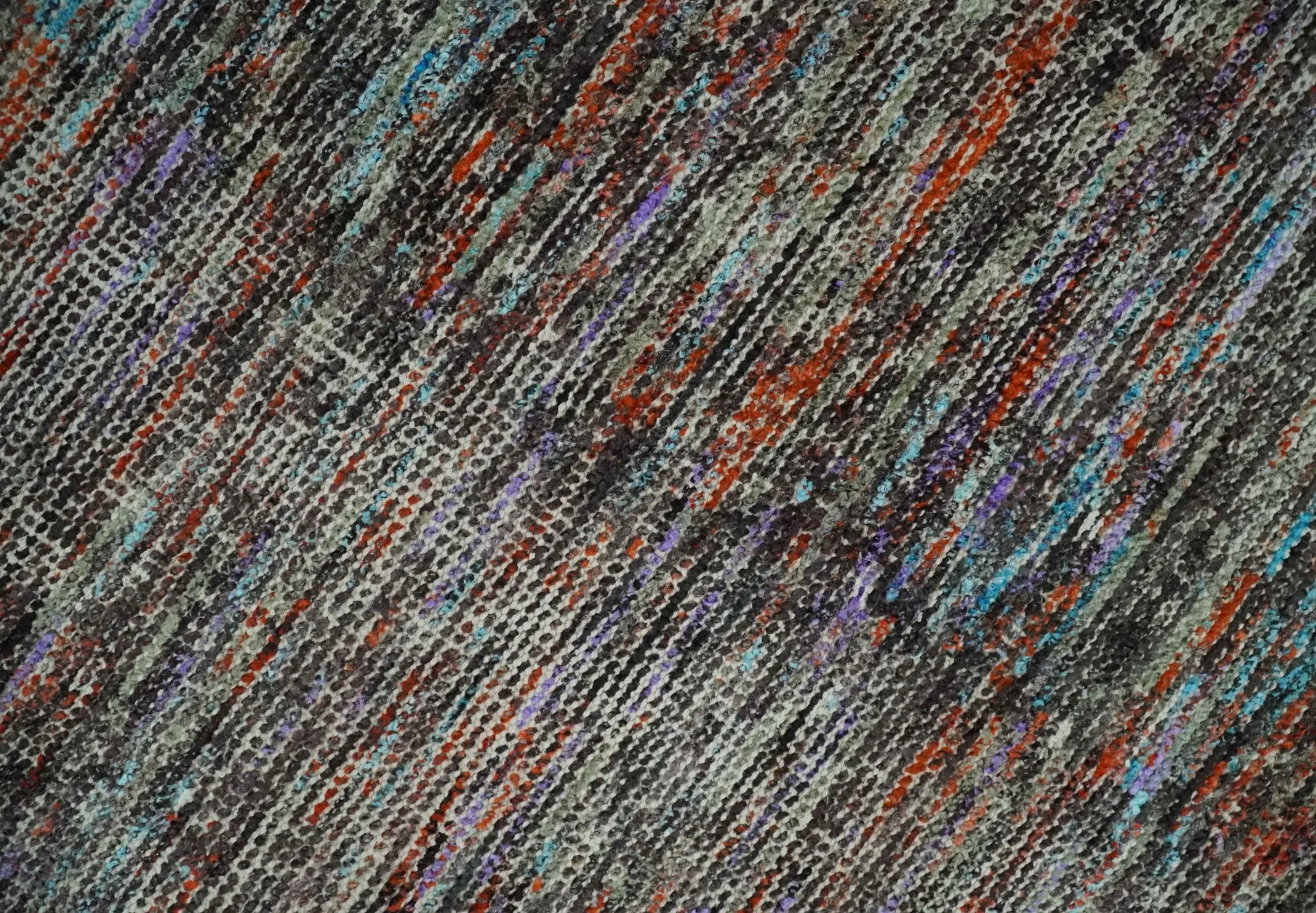 Vibrant Colorful Rust, Violet, Charcoal, Silver and Aqua Modern Abstract Flat Woven 8x10 wool Area Rug - Image 4