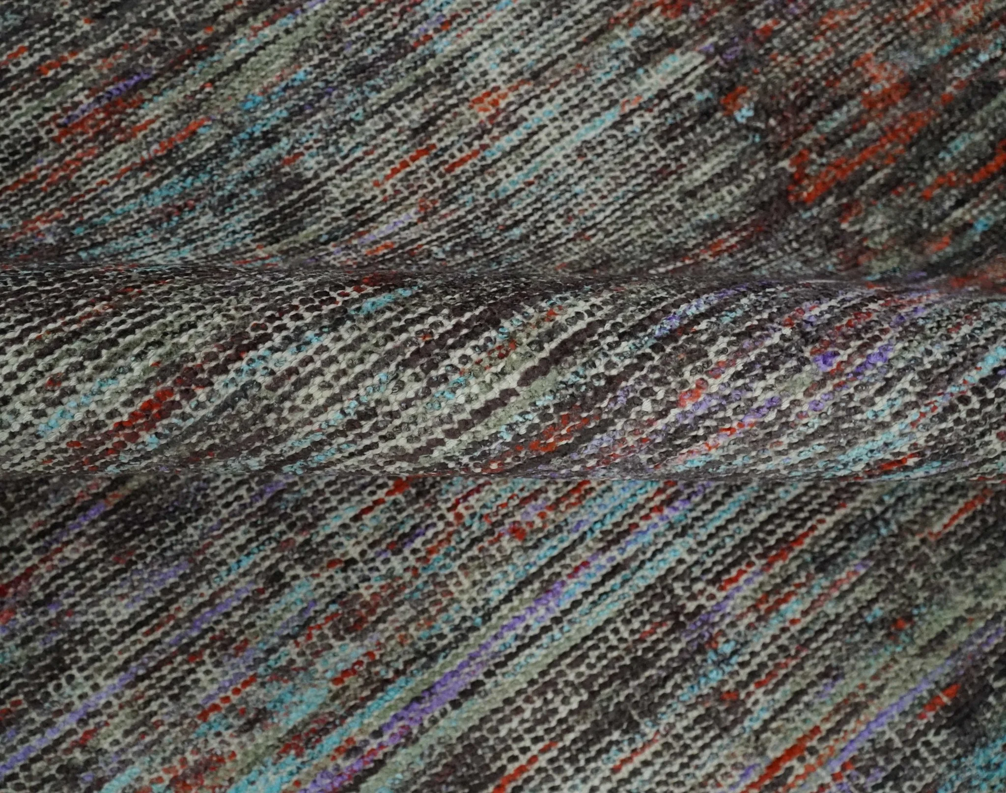 Vibrant Colorful Rust, Violet, Charcoal, Silver and Aqua Modern Abstract Flat Woven 8x10 wool Area Rug - Image 6
