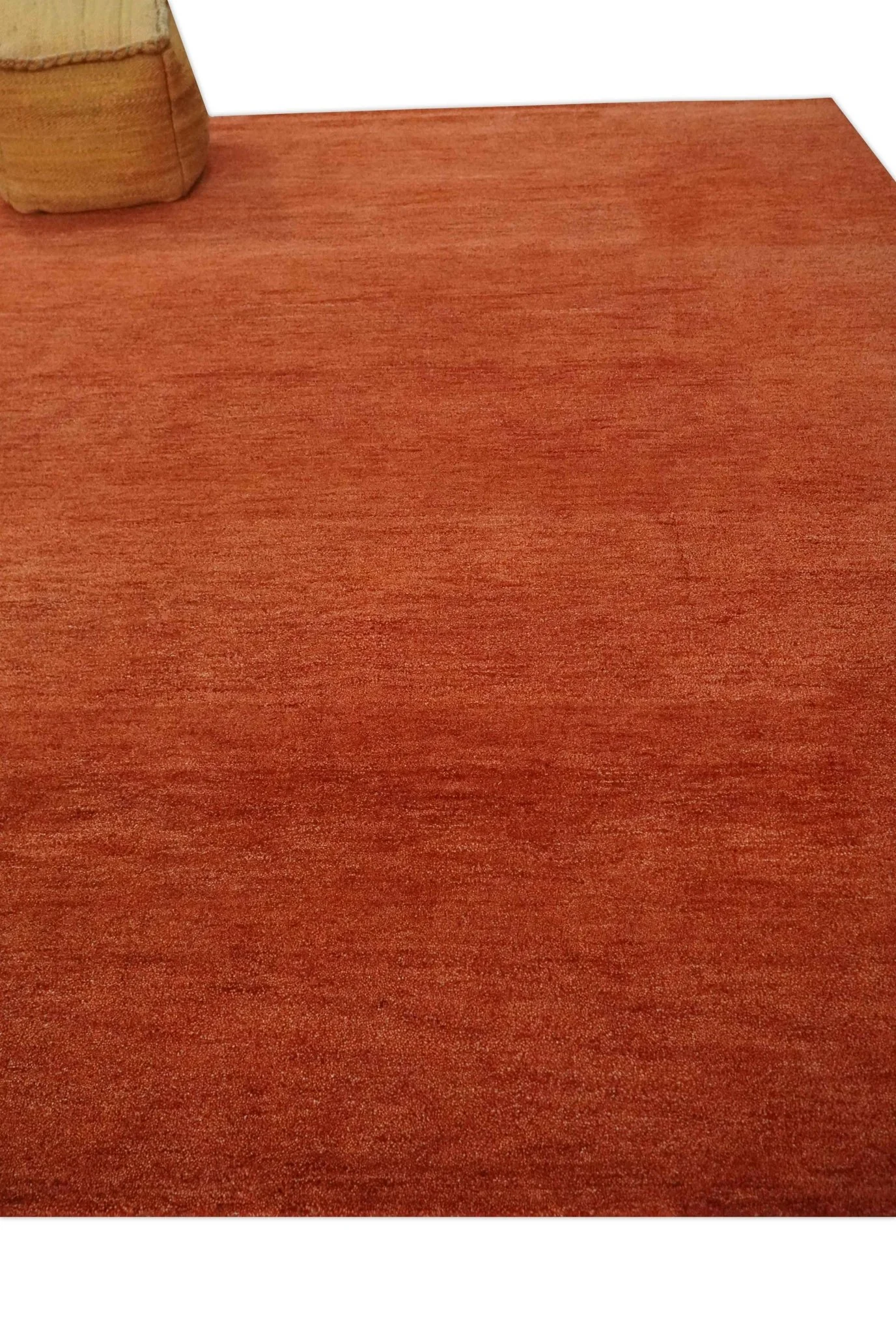 Solid Plane Rust Woolen Hand Tufted 8x10 wool Rug - Image 3