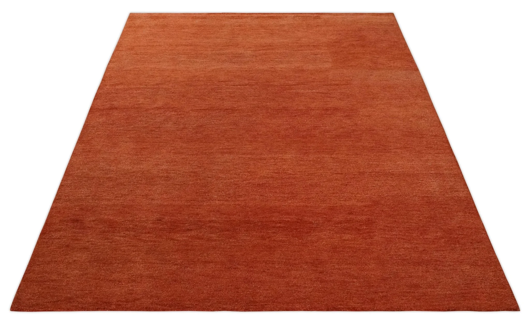 Solid Plane Rust Woolen Hand Tufted 8x10 wool Rug - Image 9