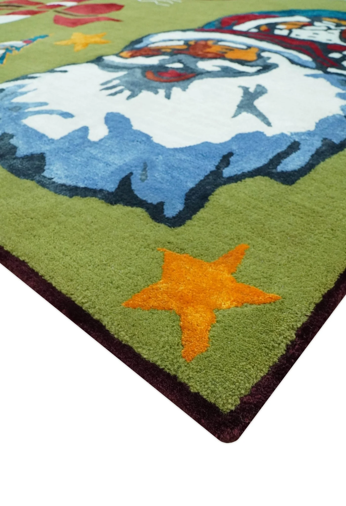 Christmas Rug 5x8 Colorful Santa, Reindeer and Candy Cane Green for kids room - Image 5