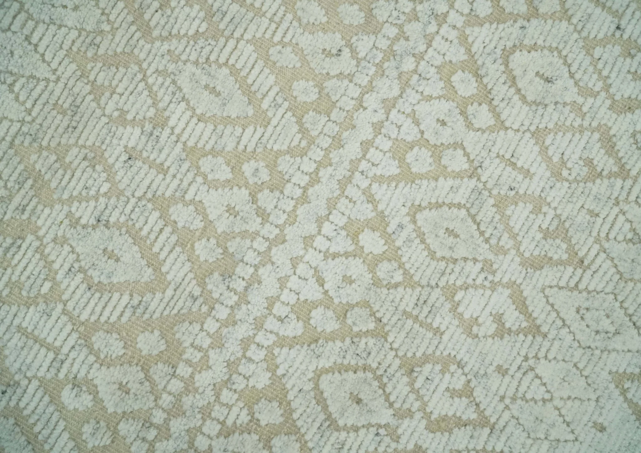 Shabby Chic 8x10 Hand Knotted Woolen Modern Contemporary Beige and Ivory Tribal Area Rug | TRI53742 - Image 11