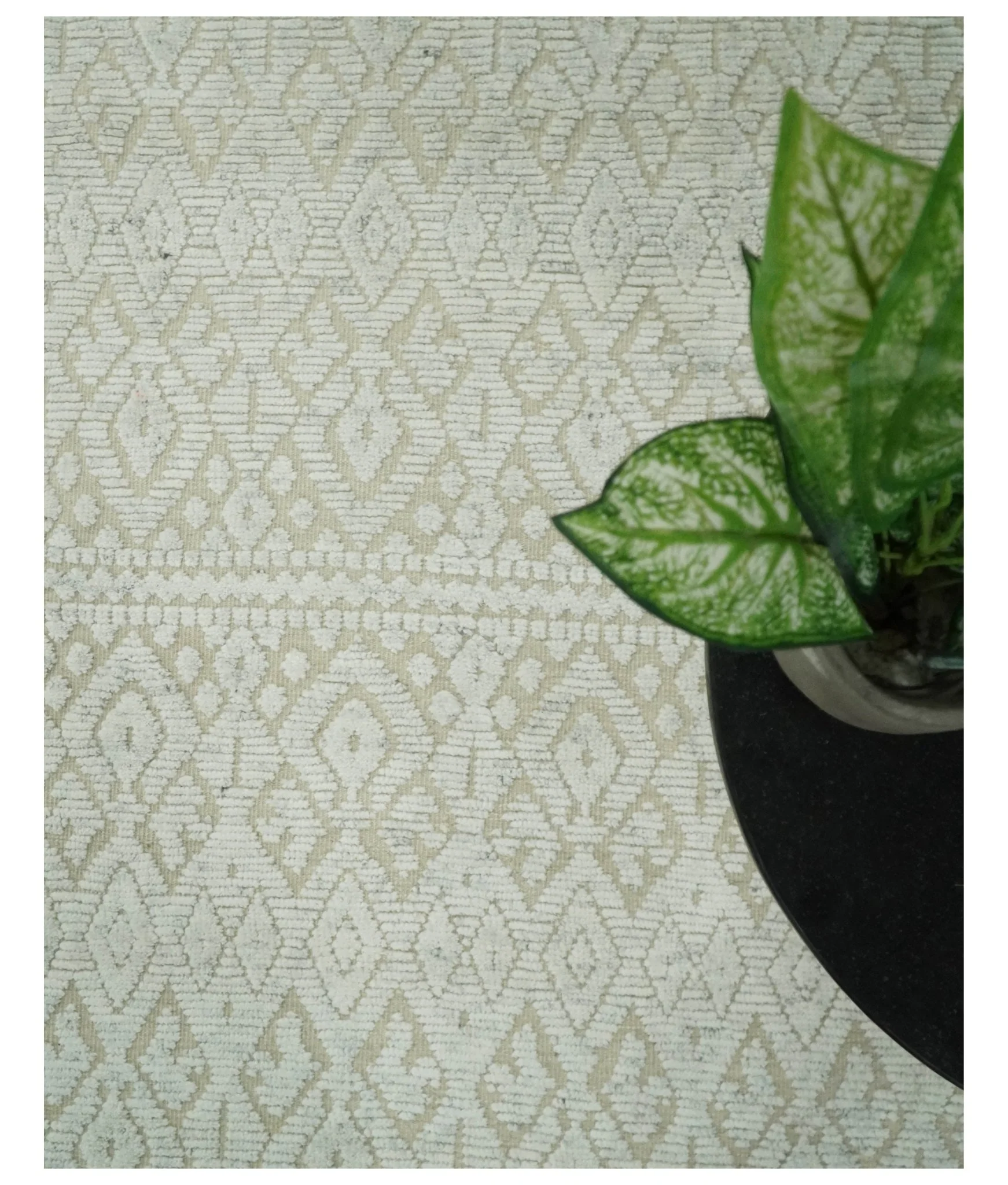 Shabby Chic 8x10 Hand Knotted Woolen Modern Contemporary Beige and Ivory Tribal Area Rug | TRI53742 - Image 6