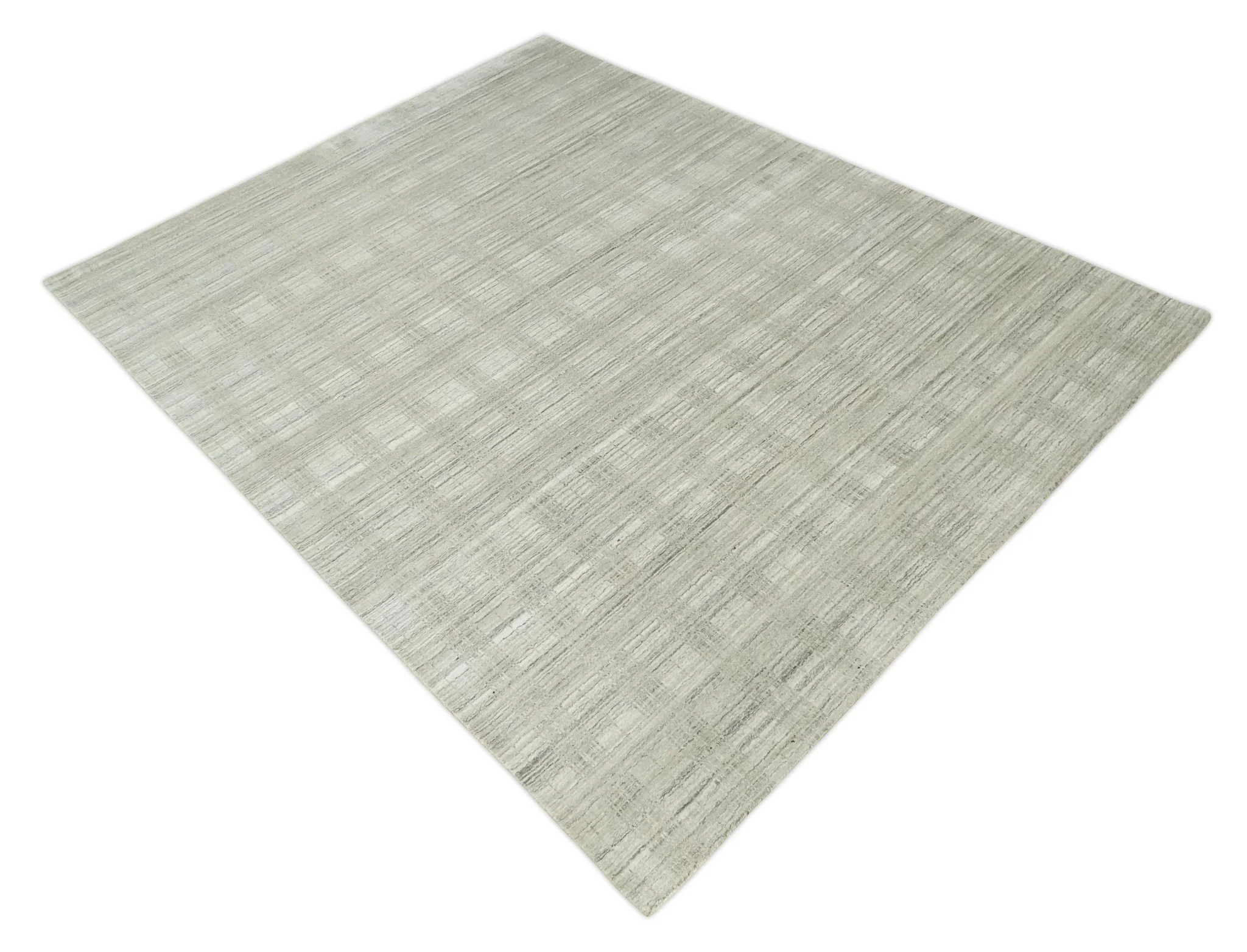Shaded Beige, Camel and Brown Scandinavian 8x10 Hand Made Blended Wool Flatwoven Area Rug | KE34 - Image 10