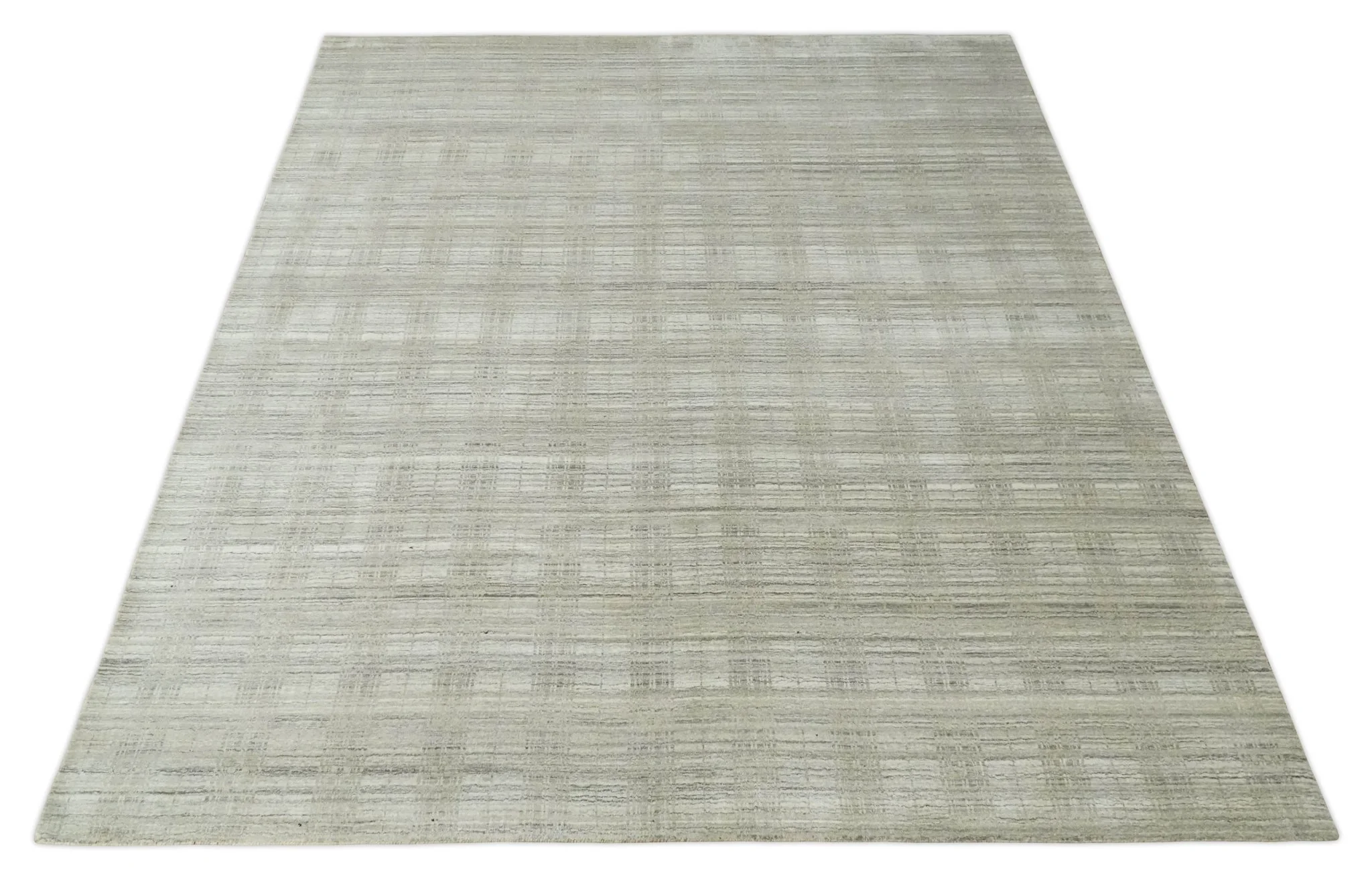 Shaded Beige, Camel and Brown Scandinavian 8x10 Hand Made Blended Wool Flatwoven Area Rug | KE34 - Image 11