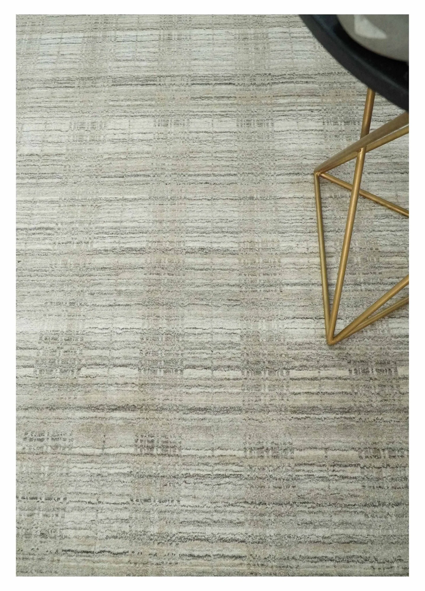 Shaded Beige, Camel and Brown Scandinavian 8x10 Hand Made Blended Wool Flatwoven Area Rug | KE34 - Image 2