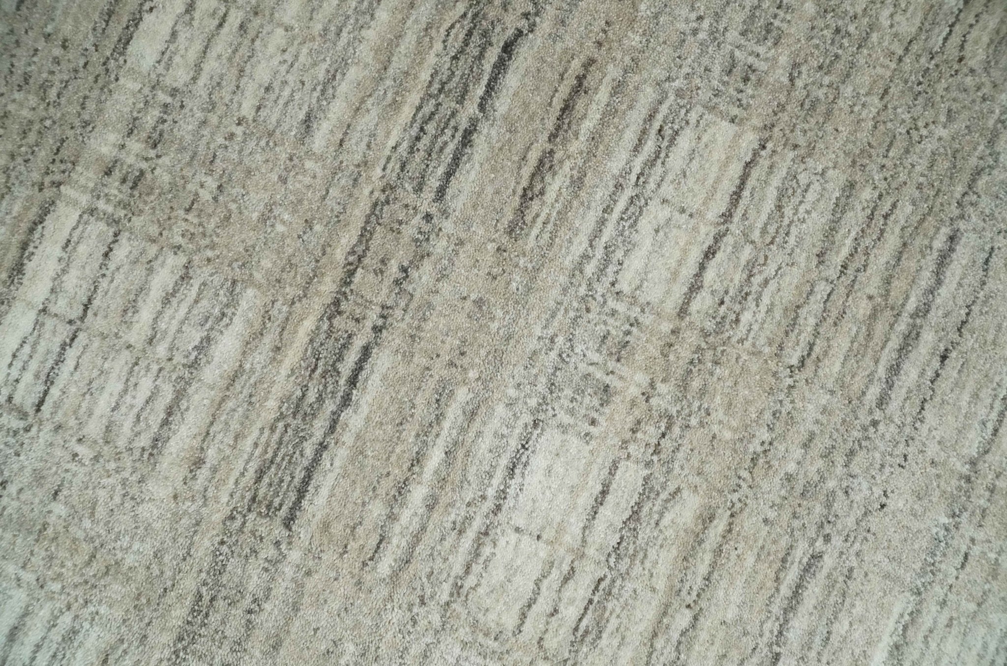 Shaded Beige, Camel and Brown Scandinavian 8x10 Hand Made Blended Wool Flatwoven Area Rug | KE34 - Image 4