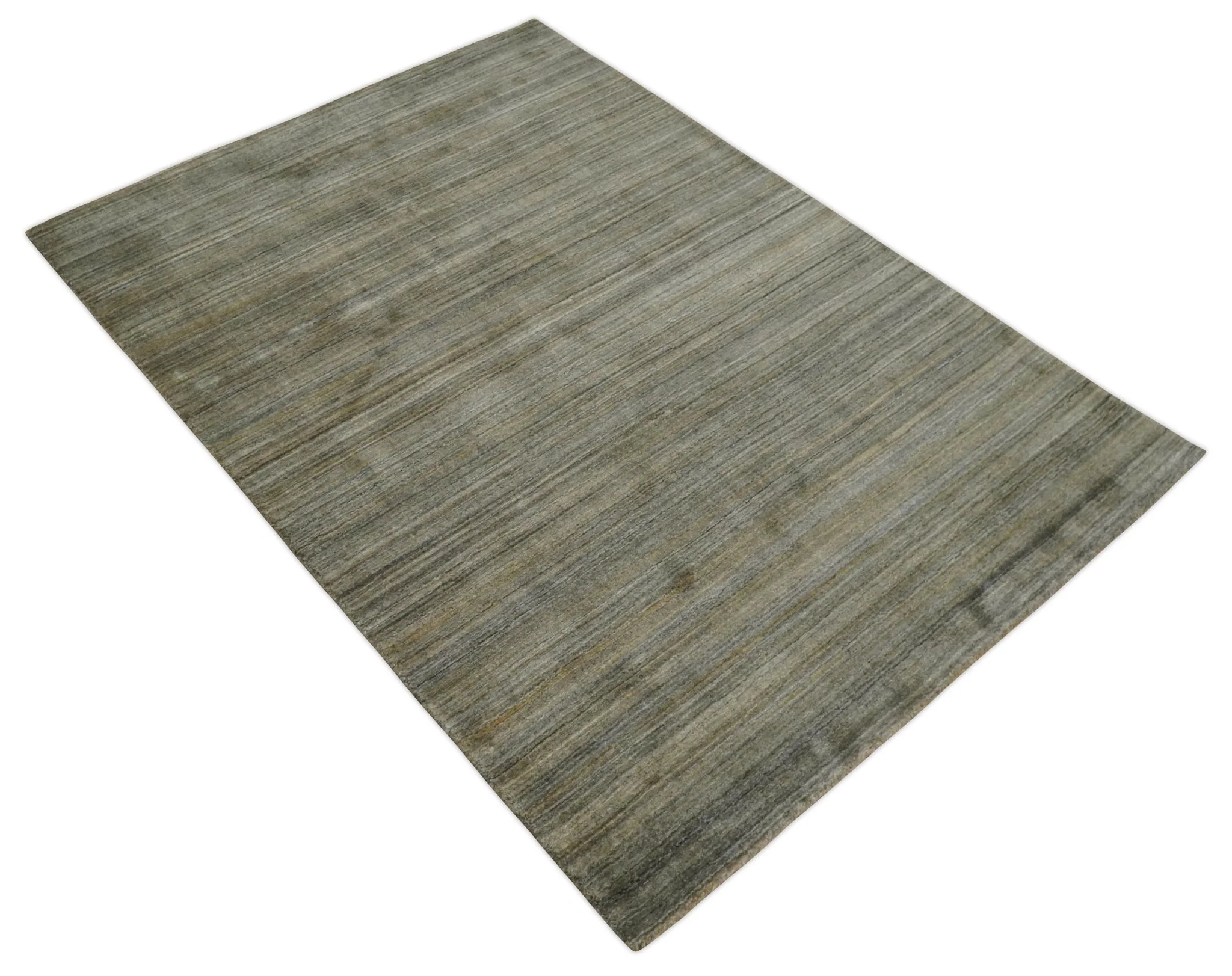Shaded Beige Scandinavian 5x7 Blended Bamboo Silk Flatwoven Area Rug, Dinning, Kids Rug | HL45 - Image 10