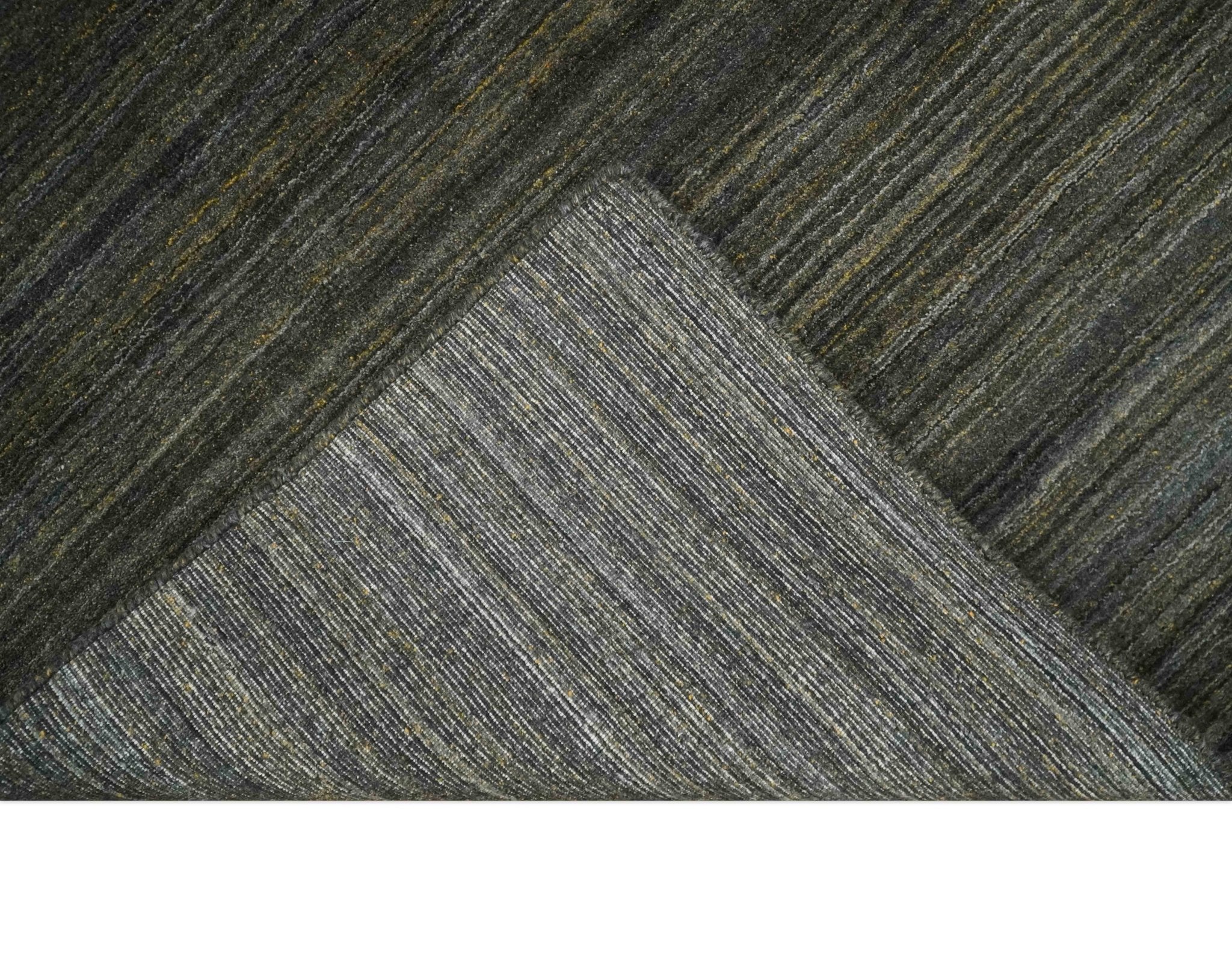 Shaded Olive and Gray Scandinavian 5x7 Blended bamboo Silk Flatwoven Area Rug | HL43 - Image 7