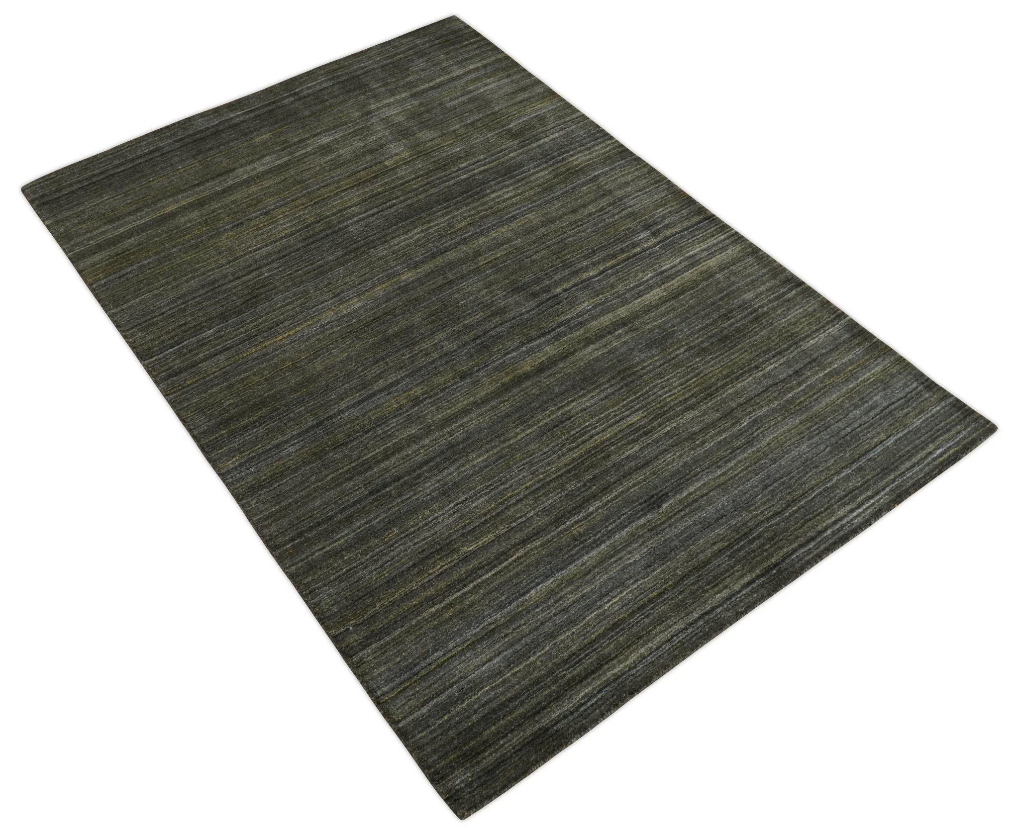 Shaded Olive and Gray Scandinavian 5x7 Blended bamboo Silk Flatwoven Area Rug | HL43 - Image 9