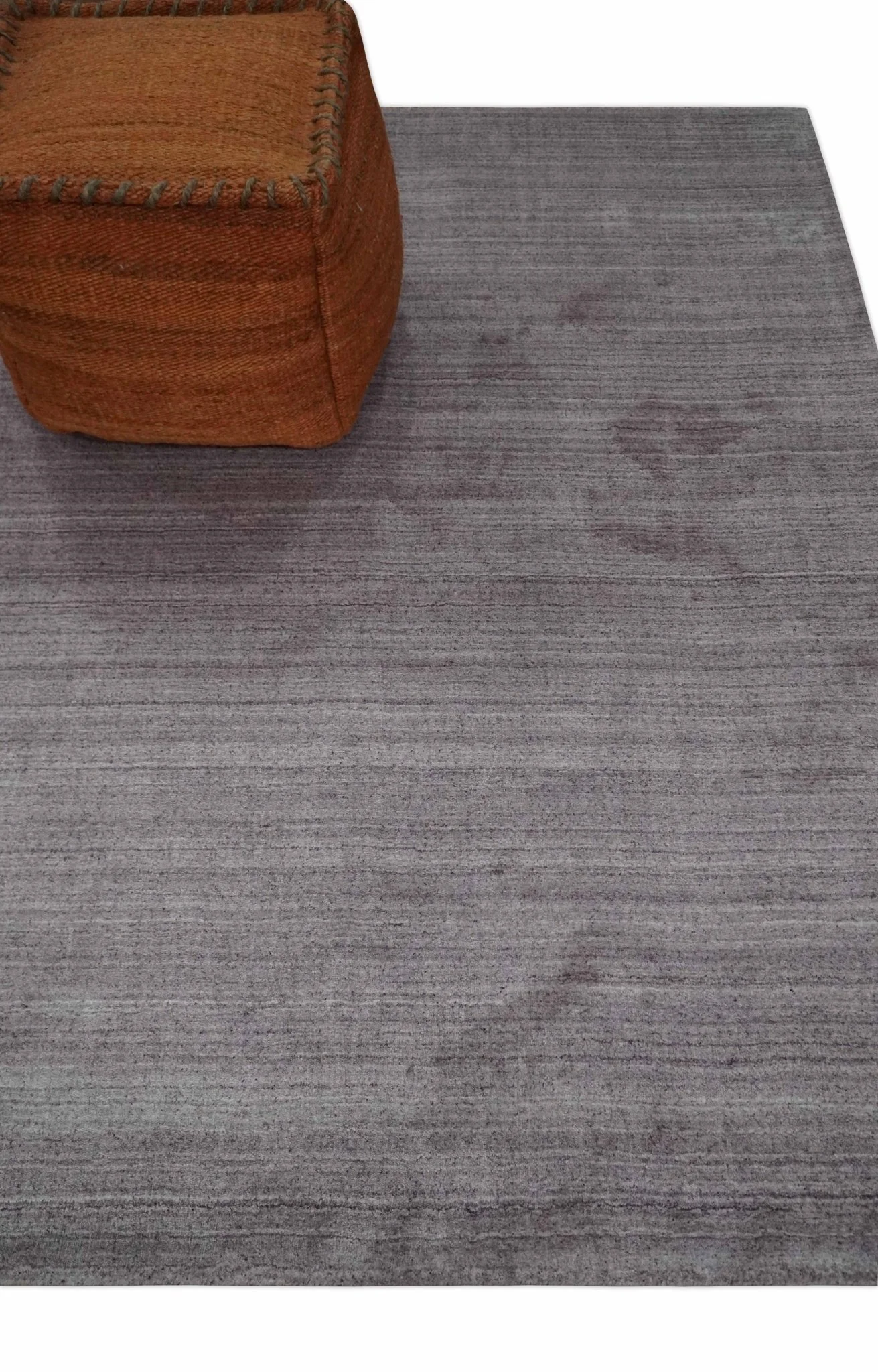 Shaded Solid Lavender purple Scandinavian 5x7 Blended bamboo Silk Flatwoven Area Rug | HL40 - Image 3