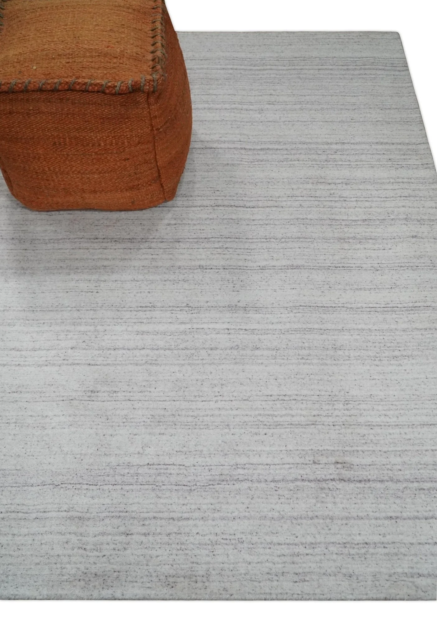 Shaded Solid Ivory and Purple Scandinavian 5x7 Blended Wool Flatwoven Area Rug | HL27 - Image 3