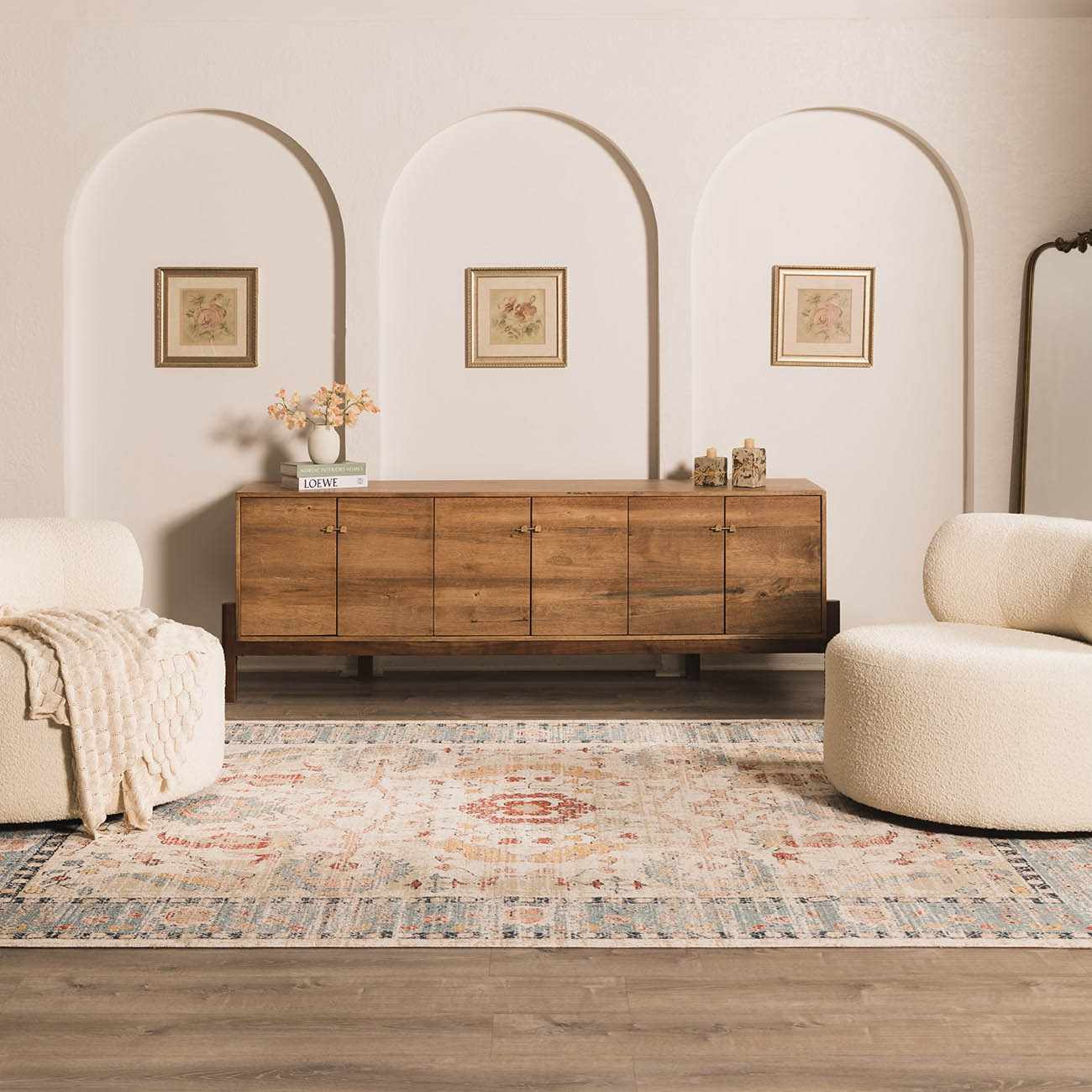 Shafter Traditional Cream And Navy Machine Woven Outdoor Area Rug - Image 3