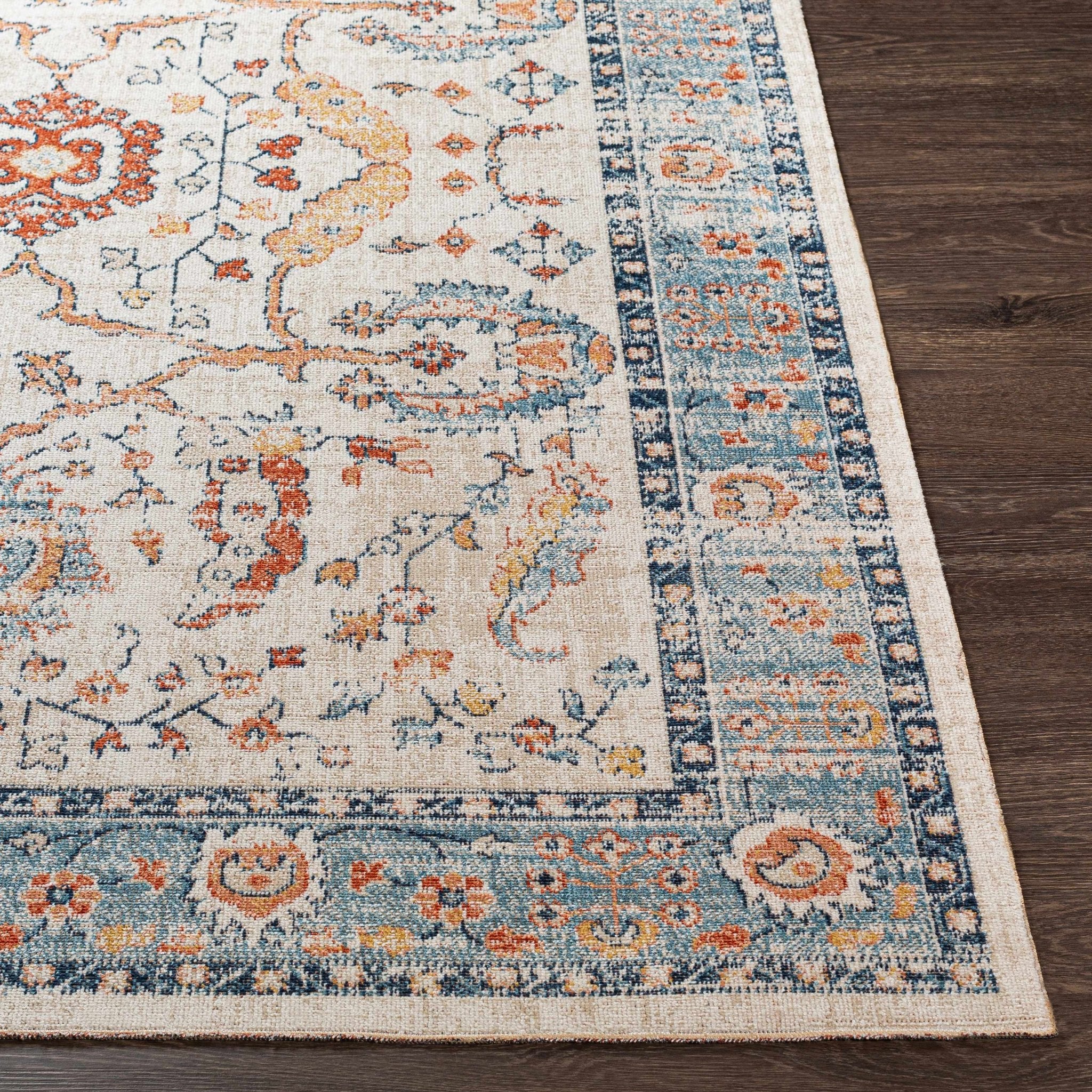 Shafter Traditional Cream And Navy Machine Woven Outdoor Area Rug - Image 6