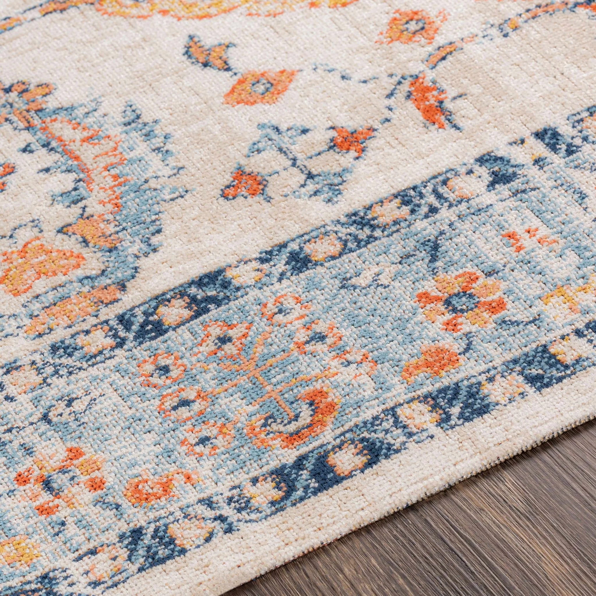 Shafter Traditional Cream And Navy Machine Woven Outdoor Area Rug - Image 9