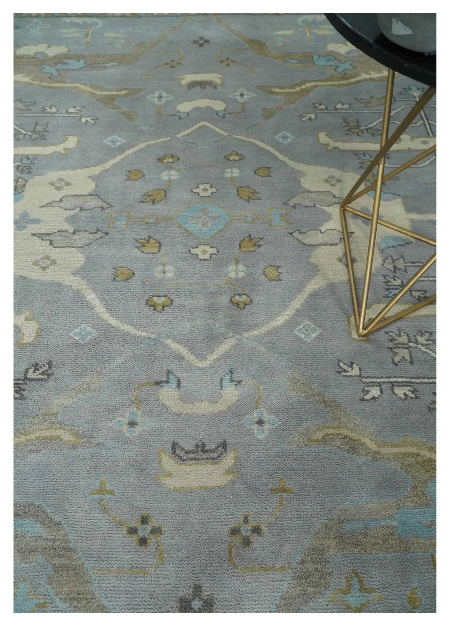 Silver and Beige Hand Knotted 8x10 Oriental Oushak Wool Area Rug, Living Room Rug | TRDCP1152810 - Image 2
