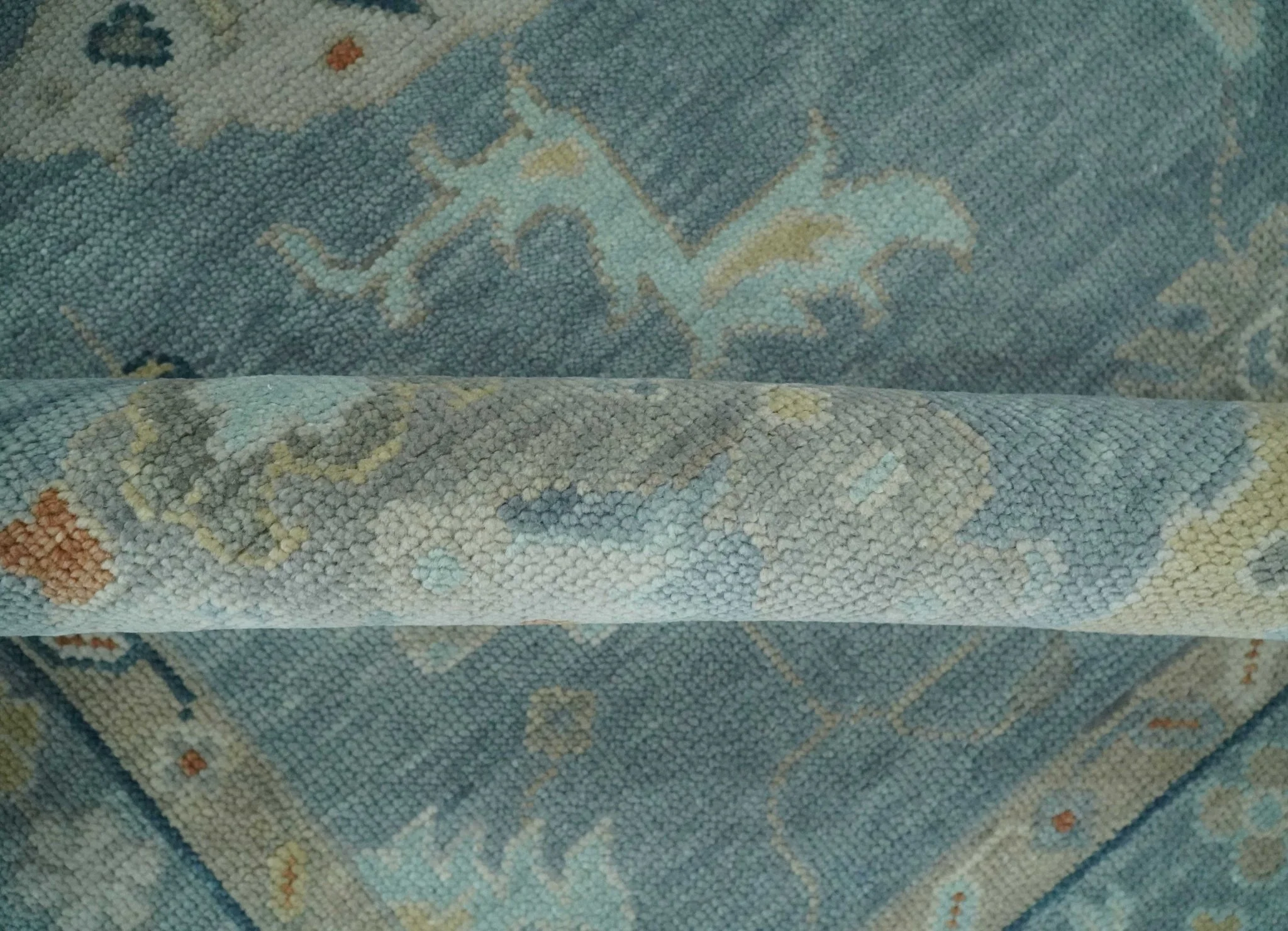 Silver and Beige Hand knotted Traditional Multi Size Oushak Wool Area Rug - Image 5