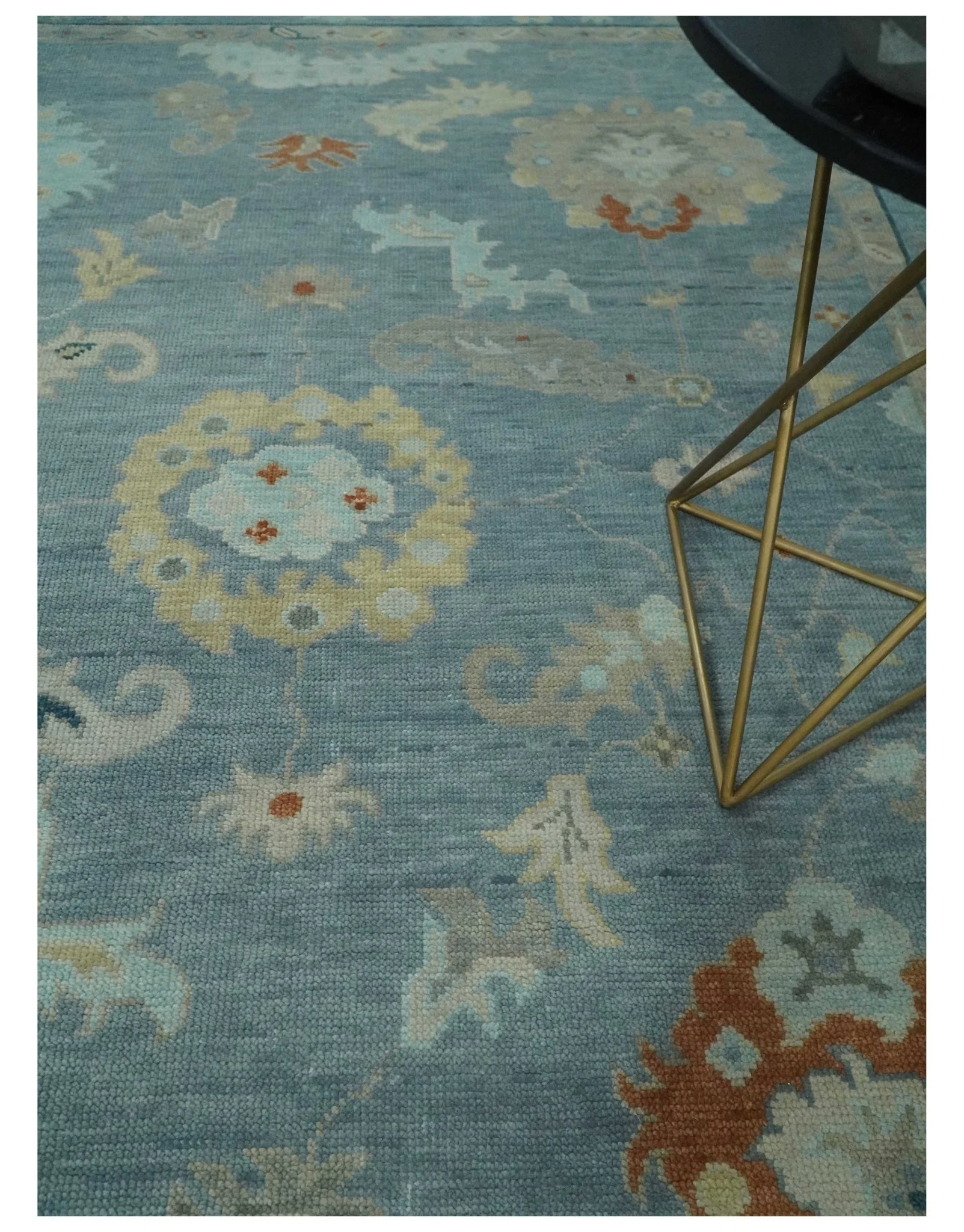 Silver and Beige Hand knotted Traditional Multi Size Oushak Wool Area Rug - Image 8