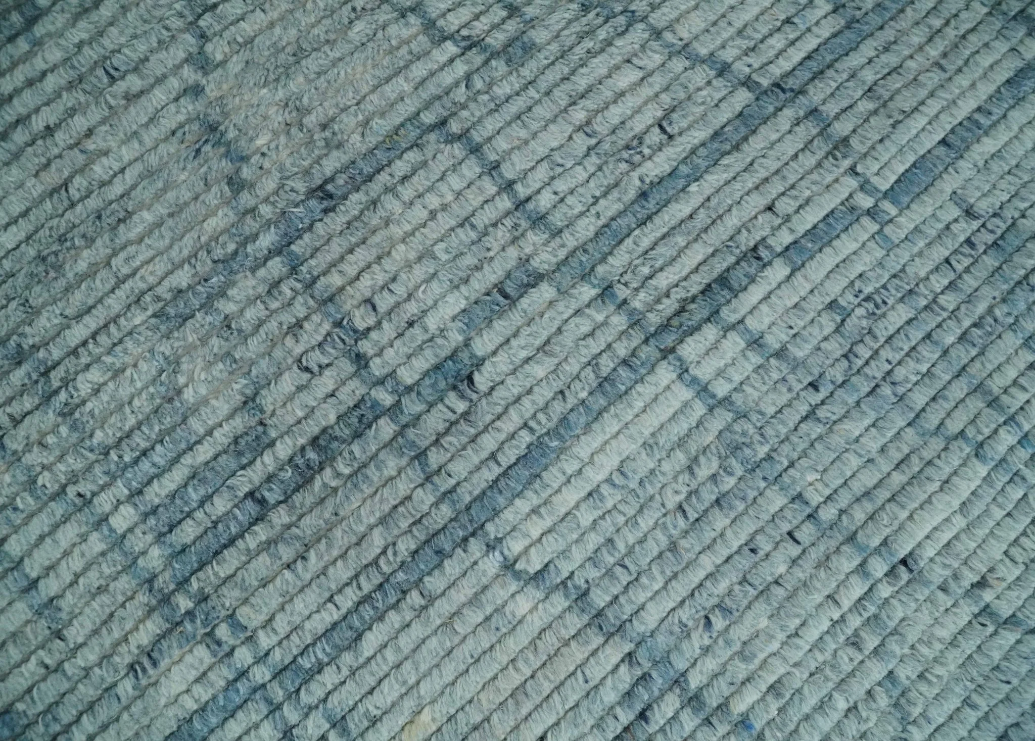 Hand Knotted Silver and Blue Modern Trellis Moroccan Rug Made with Blended Wool Multi Size Rug - Image 4