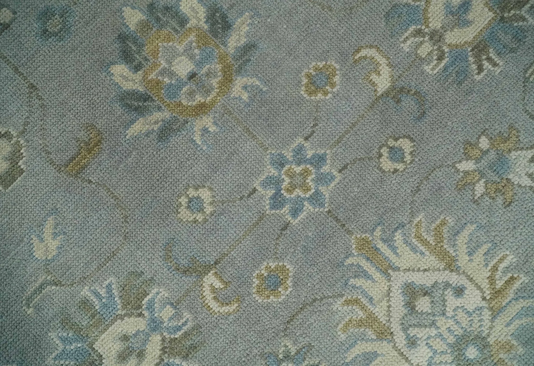 Silver and Brown Antique Traditional Floral Oushak wool area Rug - Image 4