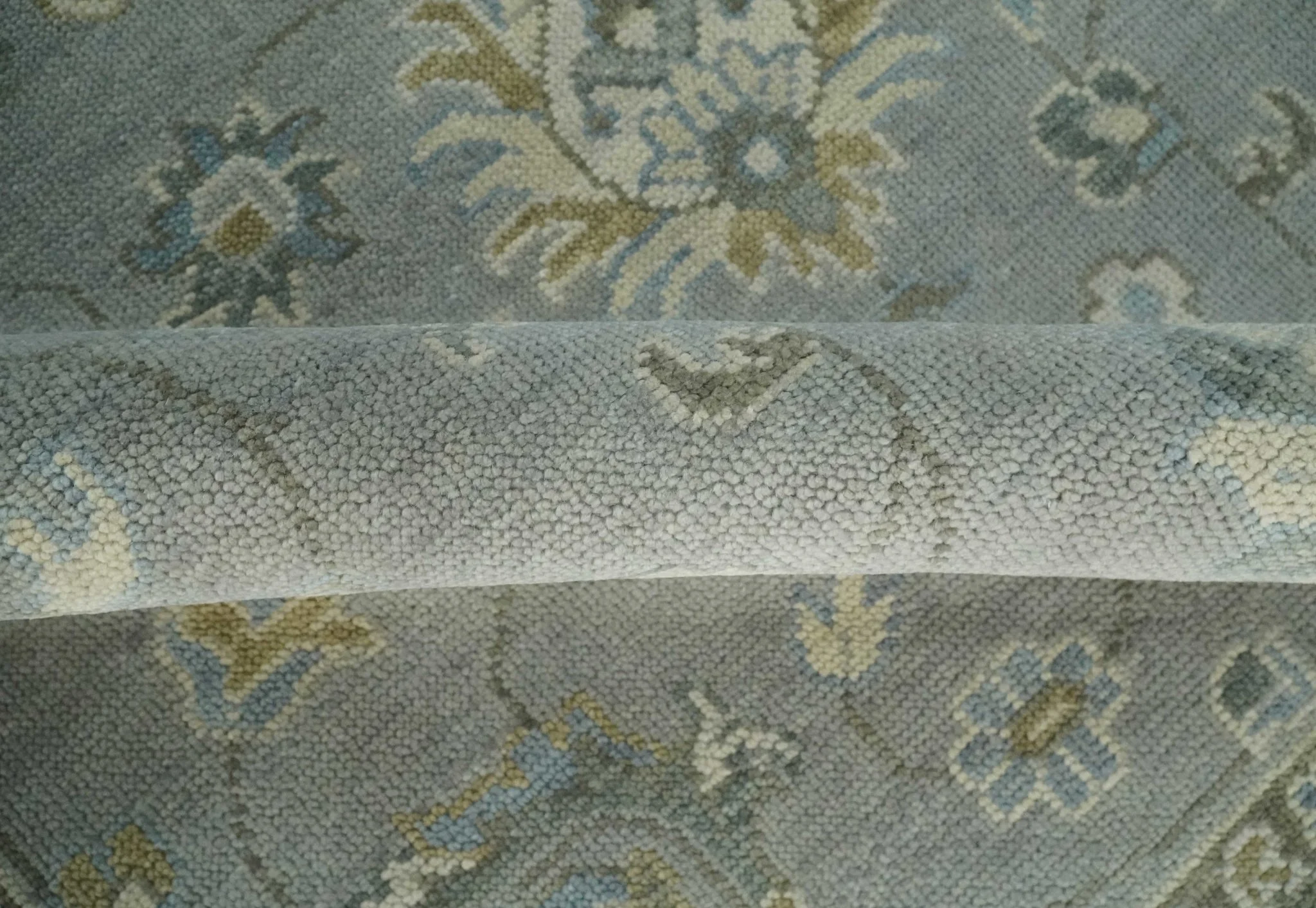 Silver and Brown Antique Traditional Floral Oushak wool area Rug - Image 7