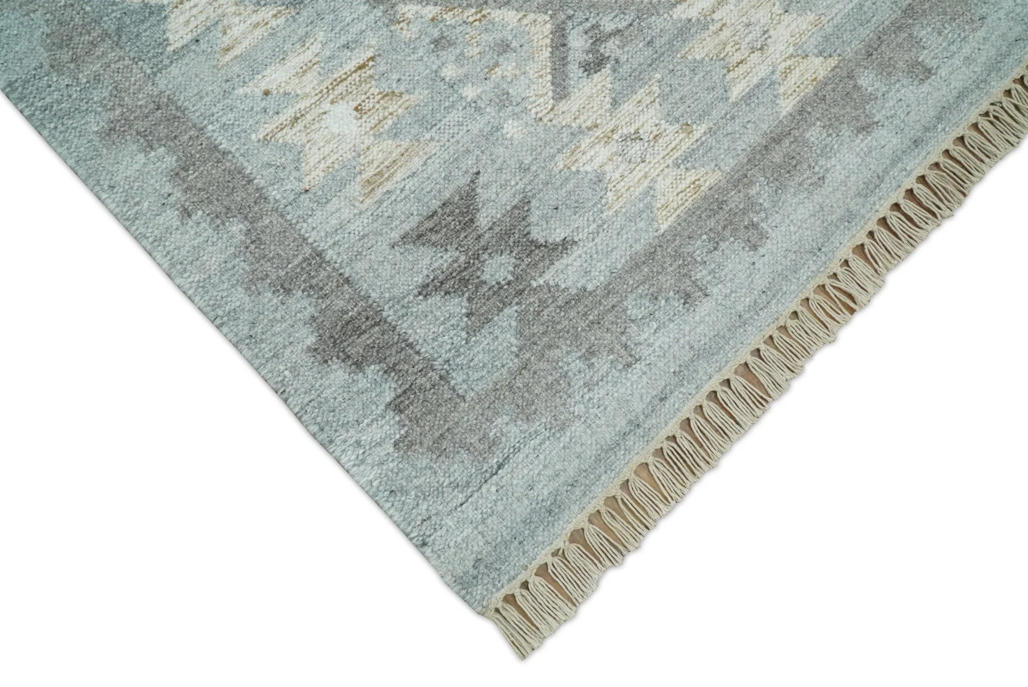 Silver and Brown Kilim Rug made with Fine wool and Viscose | SE3 - Image 3