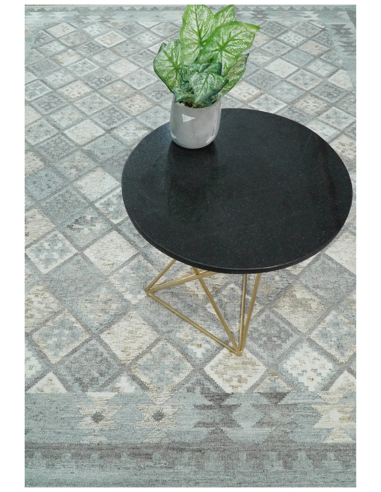 Silver and Brown Kilim Rug made with Fine wool and Viscose | SE3 - Image 4