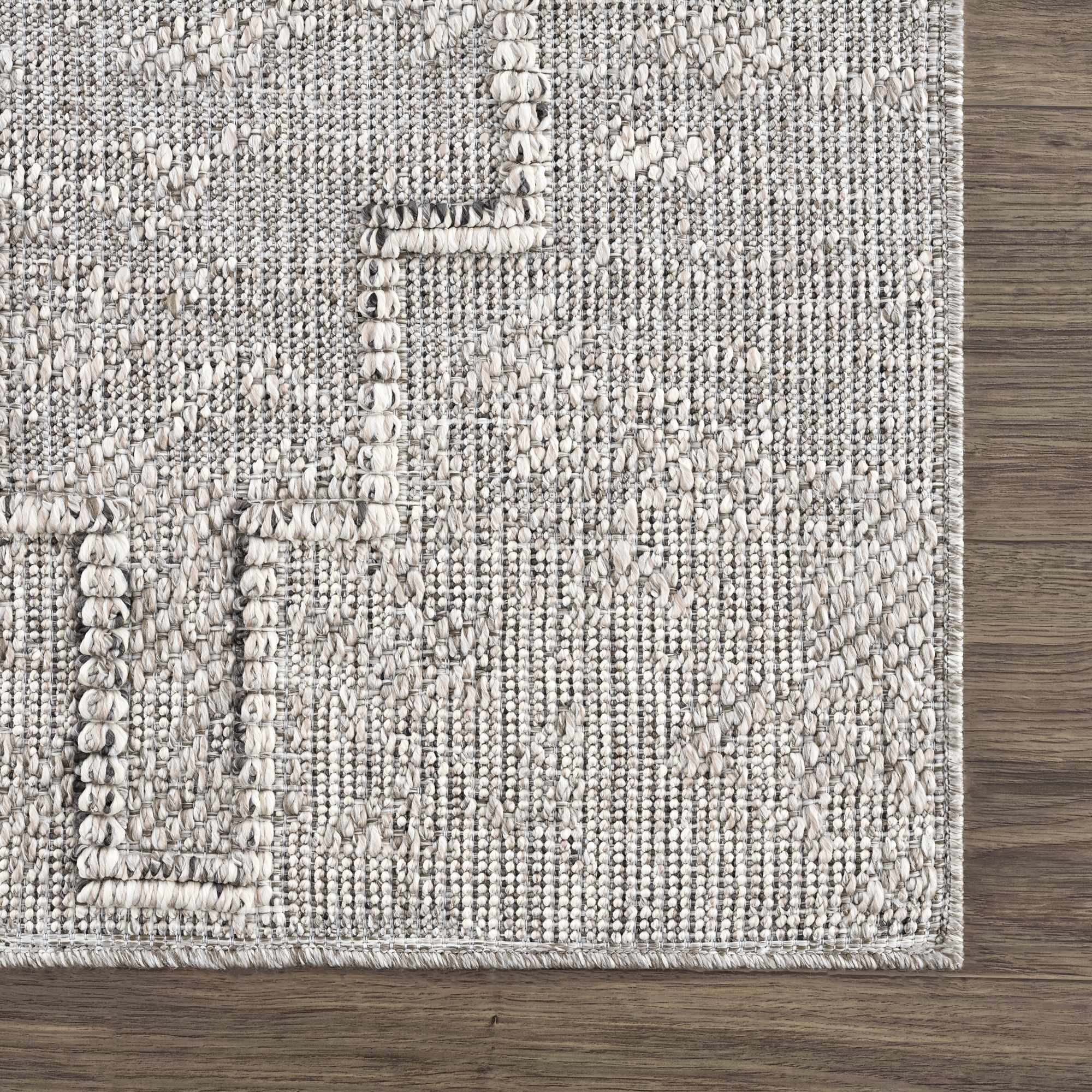 Silver and Charcoal Geometrical Flatwoven Outdoor Safe Area Rug - Image 10