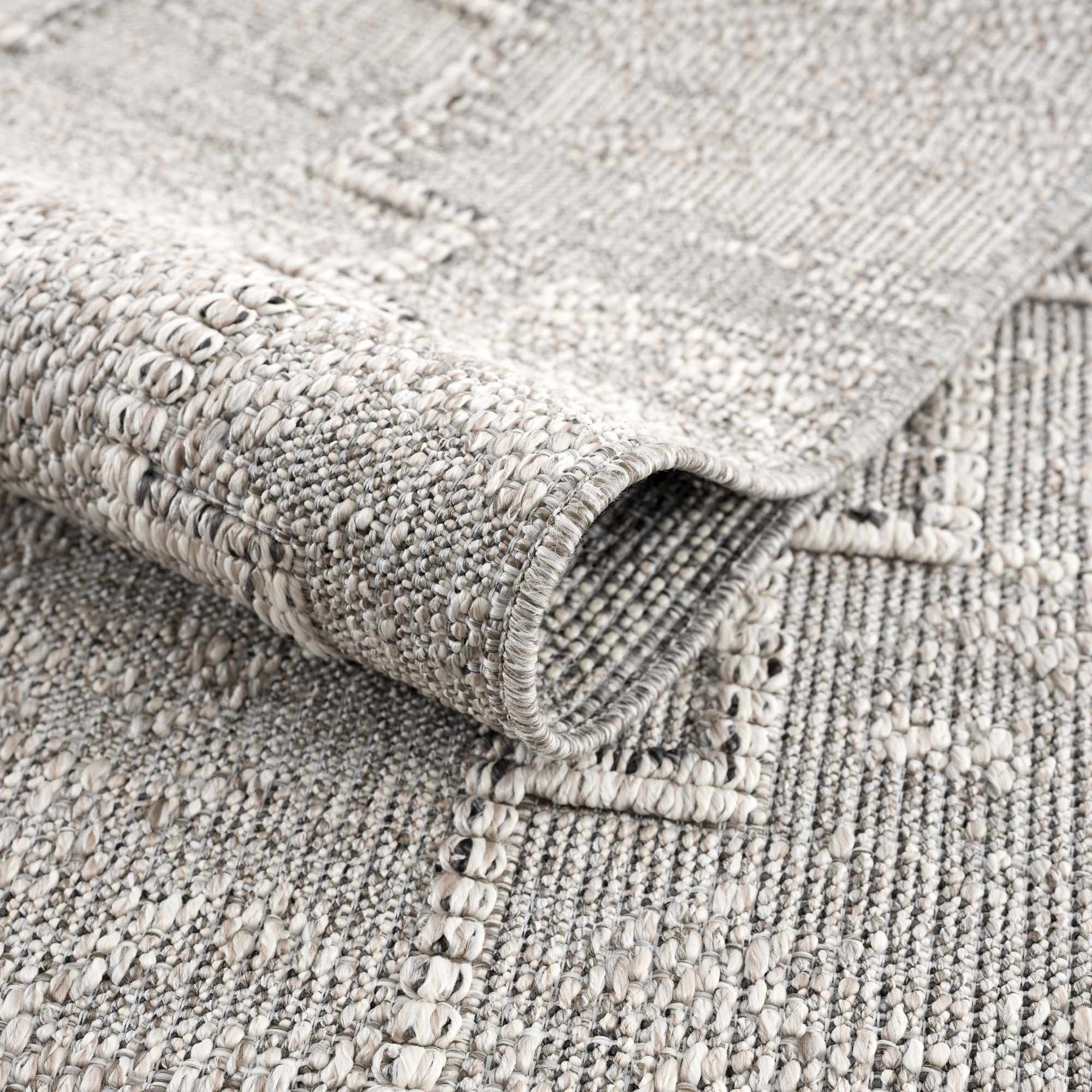 Silver and Charcoal Geometrical Flatwoven Outdoor Safe Area Rug - Image 6