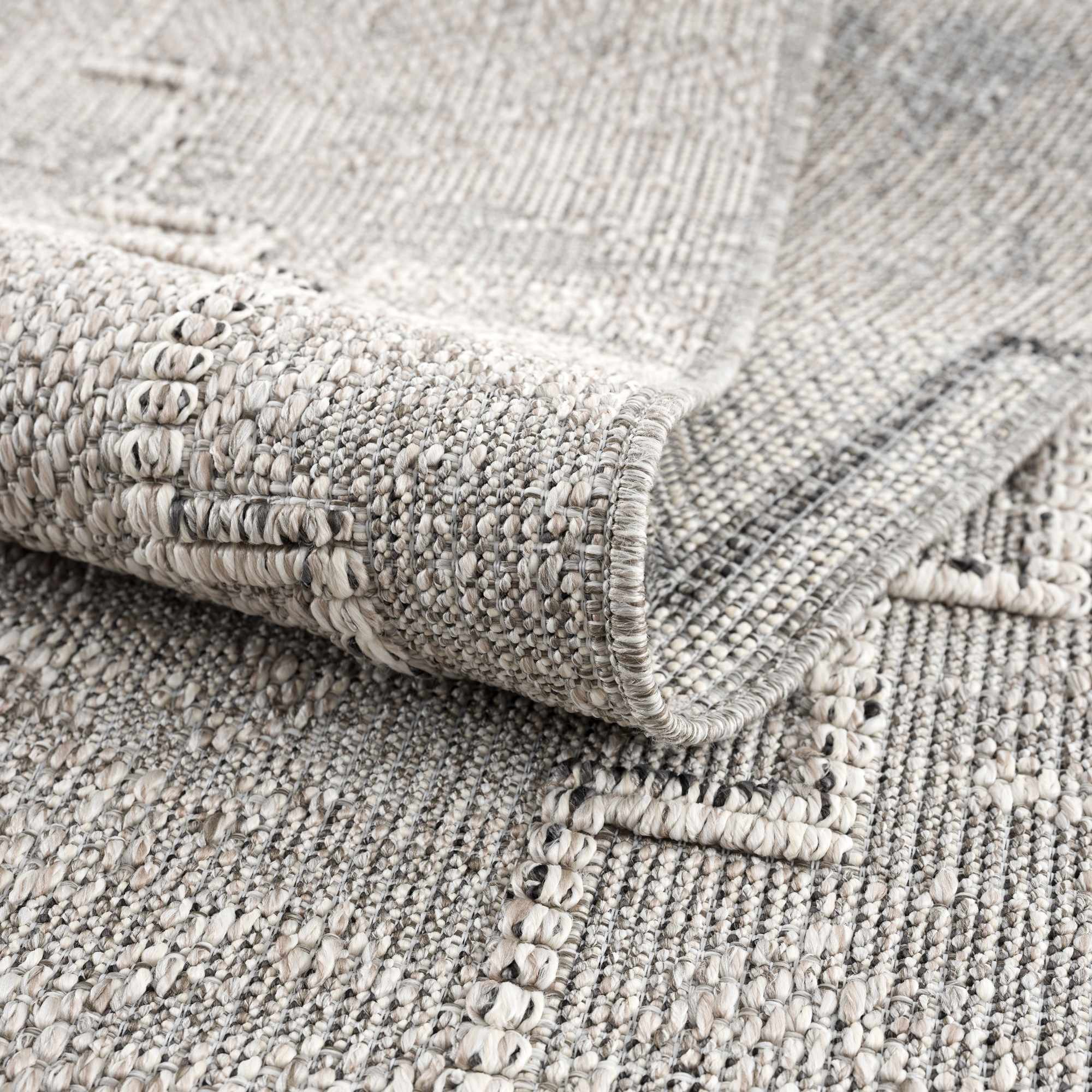 Silver and Charcoal Geometrical Flatwoven Outdoor Safe Area Rug - Image 7