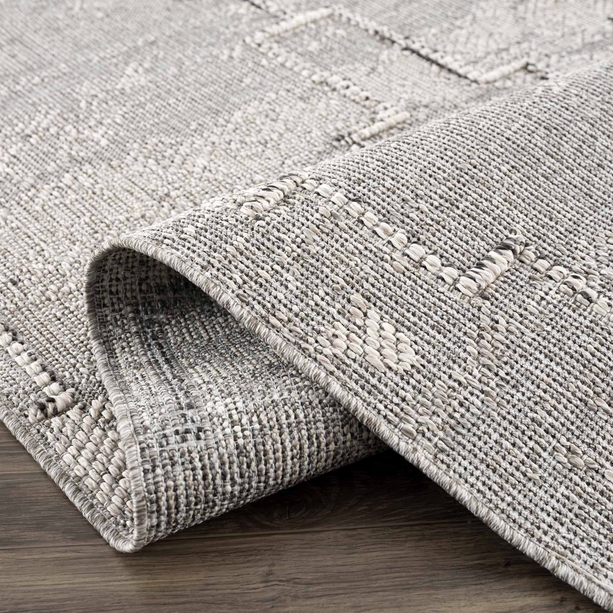 Silver and Charcoal Geometrical Flatwoven Outdoor Safe Area Rug - Image 9