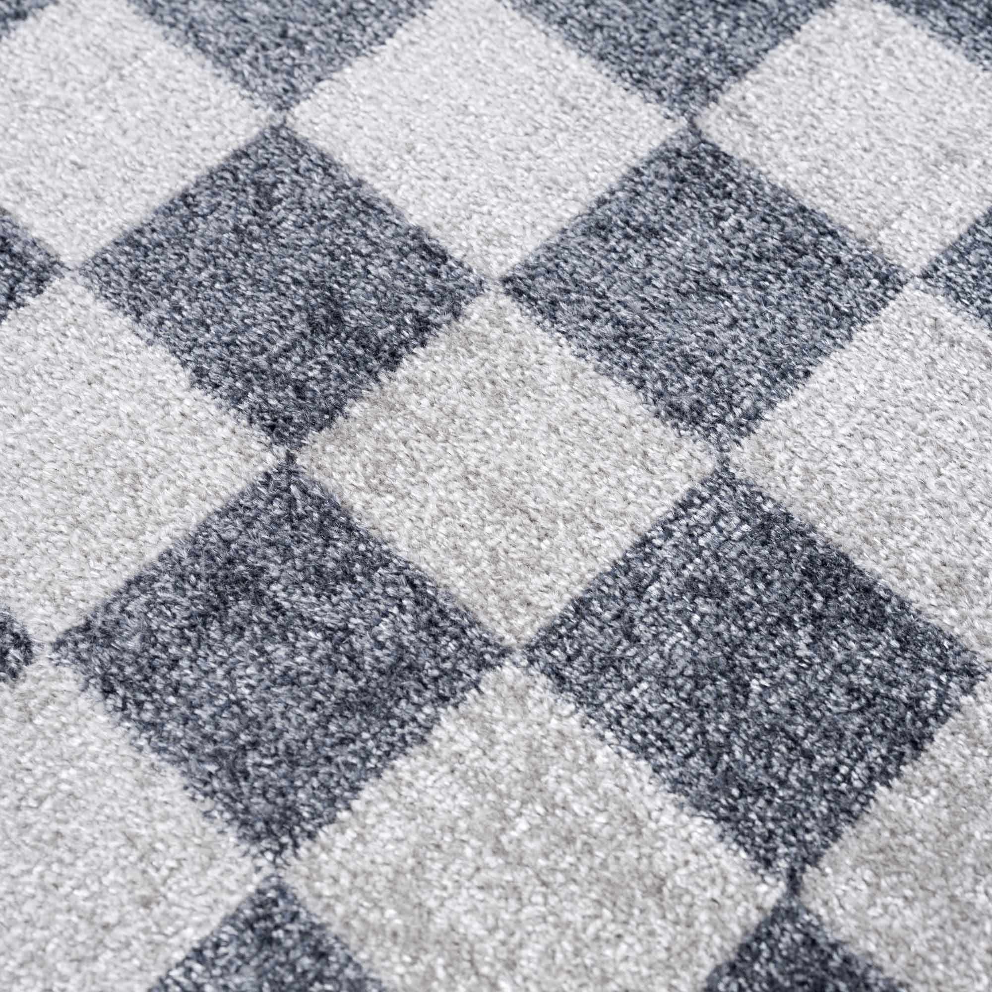 Silver and Charcoal Modern Checkered Pattern Washable Area Rug - Image 13