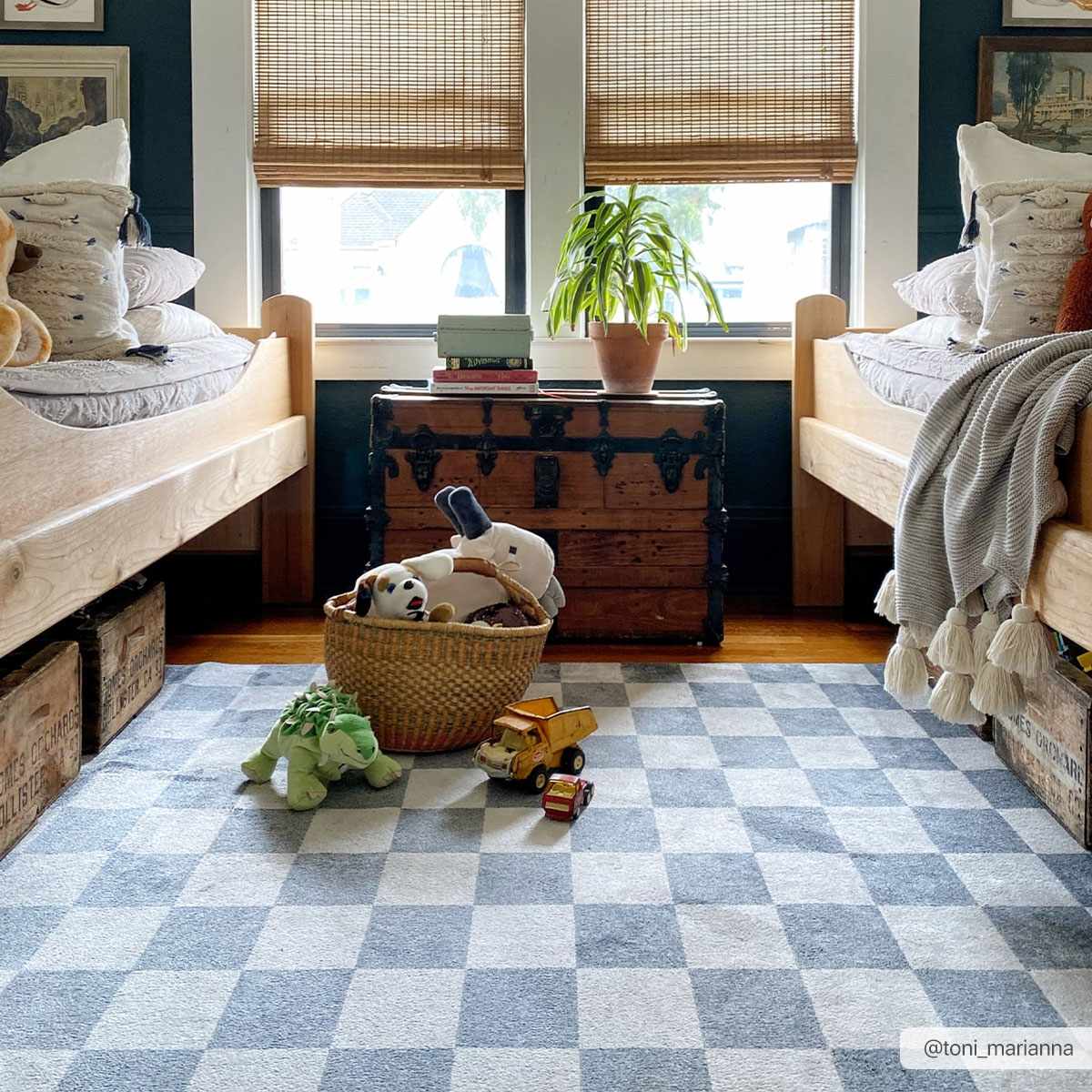 Silver and Charcoal Modern Checkered Pattern Washable Area Rug - Image 2