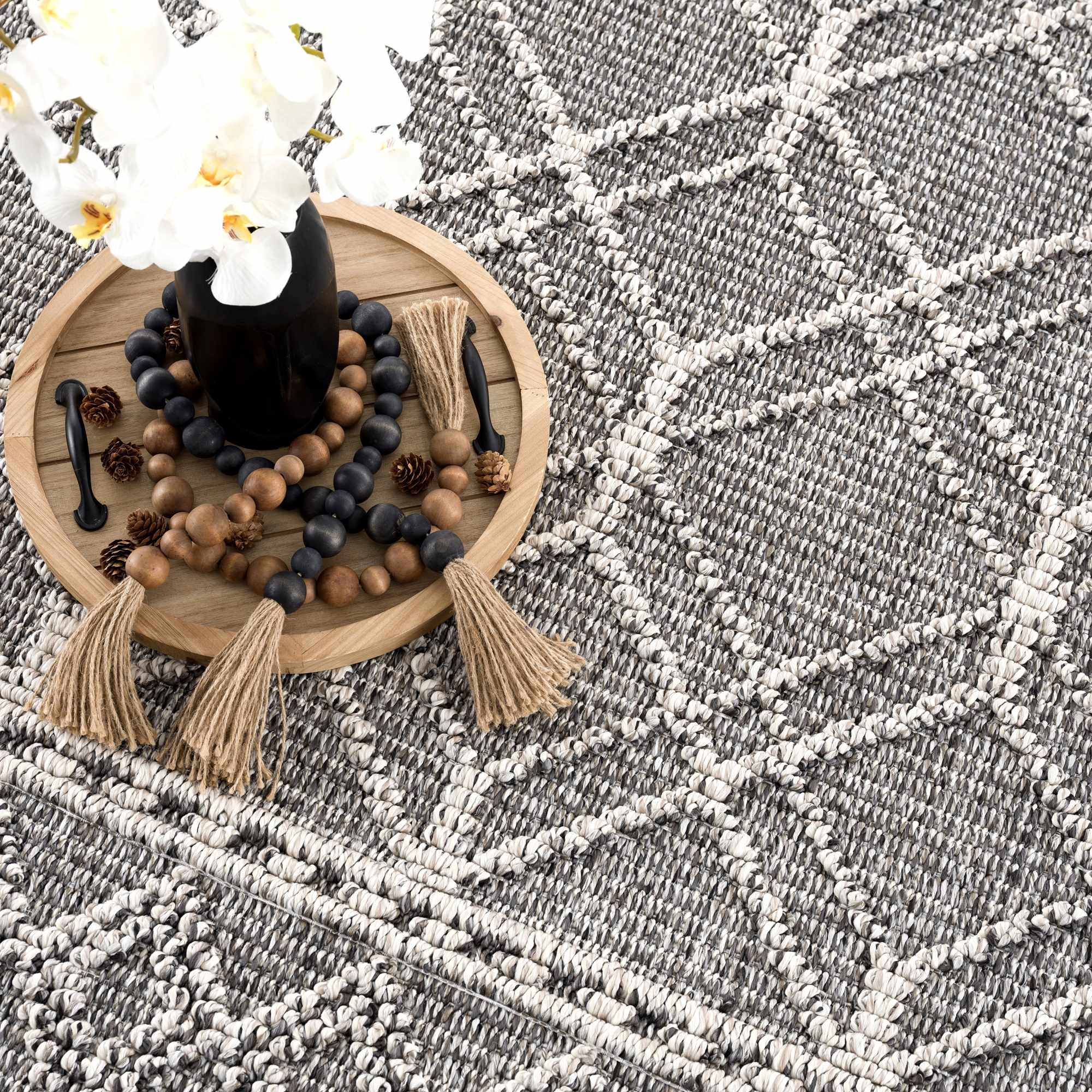 Silver and Charcoal Modern Geometrical Texture Outdoor Safe Area Rug - Image 16