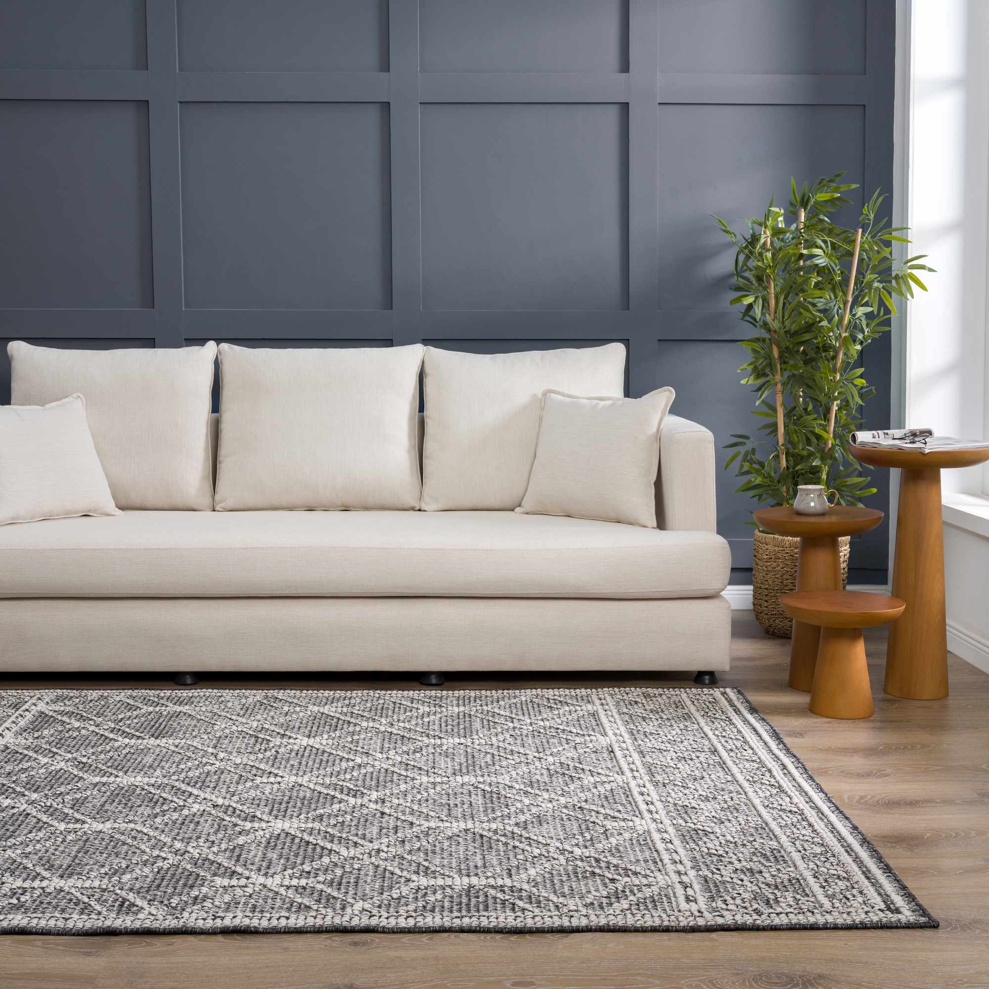 Silver and Charcoal Modern Geometrical Texture Outdoor Safe Area Rug - Image 18