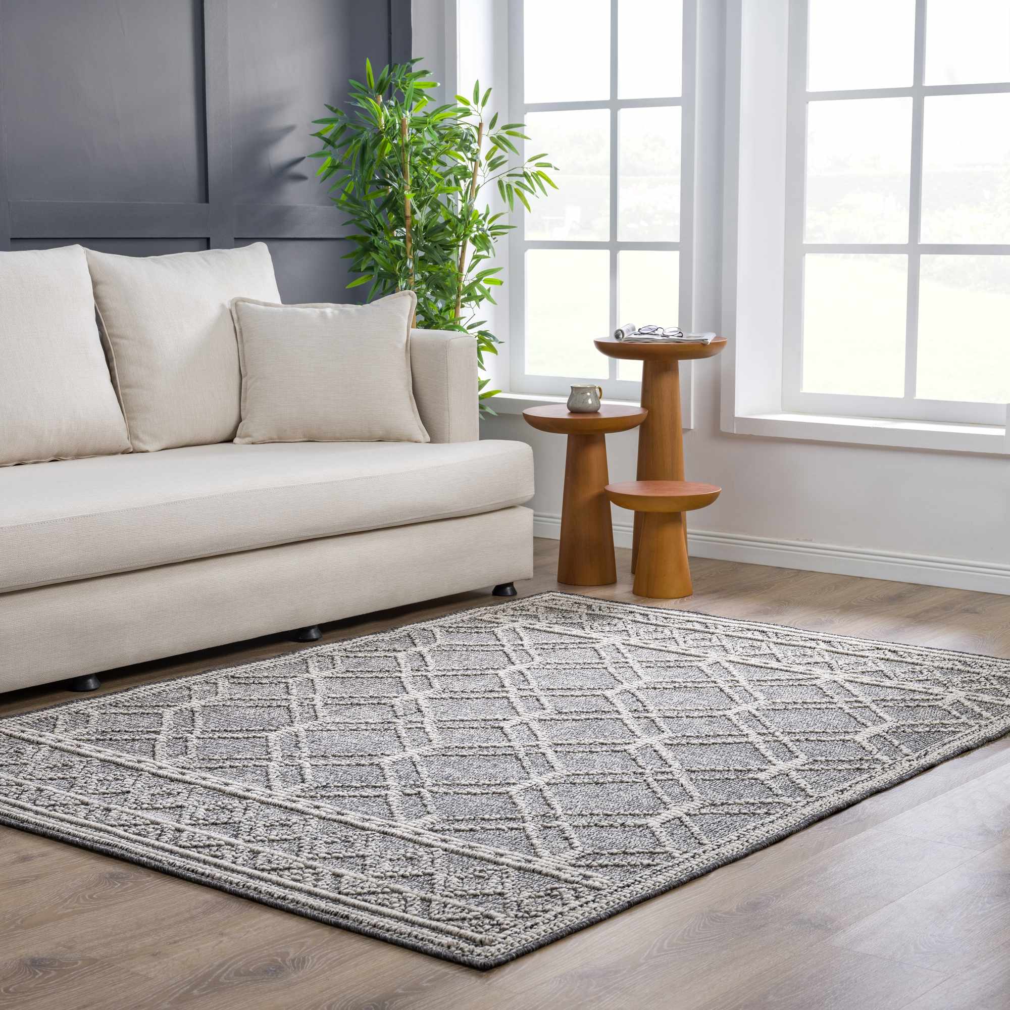 Silver and Charcoal Modern Geometrical Texture Outdoor Safe Area Rug - Image 19