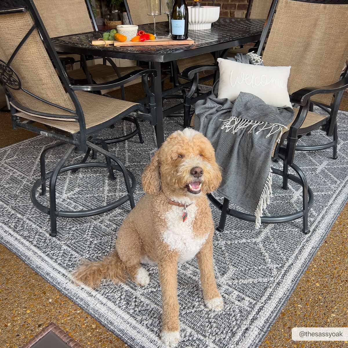 Silver and Charcoal Modern Geometrical Texture Outdoor Safe Area Rug - Image 2
