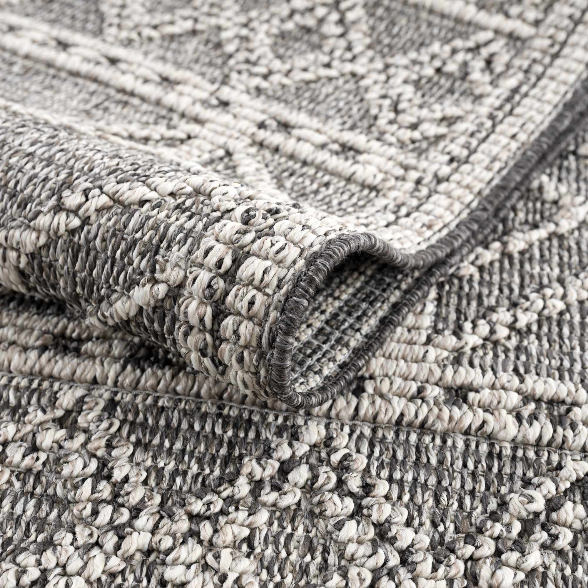 Silver and Charcoal Modern Geometrical Texture Outdoor Safe Area Rug - Image 7