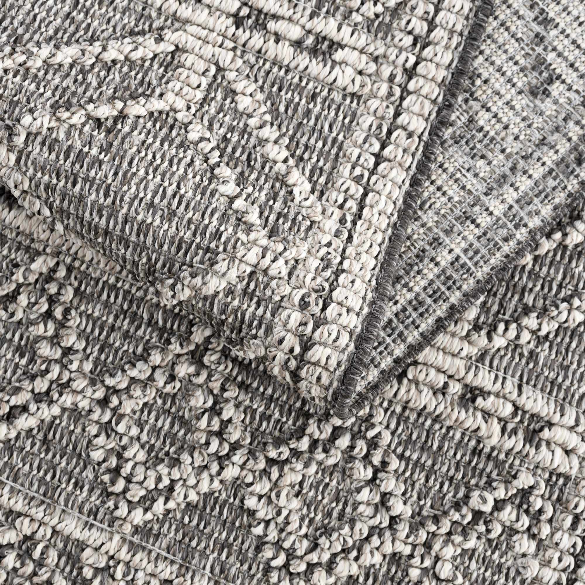 Silver and Charcoal Modern Geometrical Texture Outdoor Safe Area Rug - Image 9