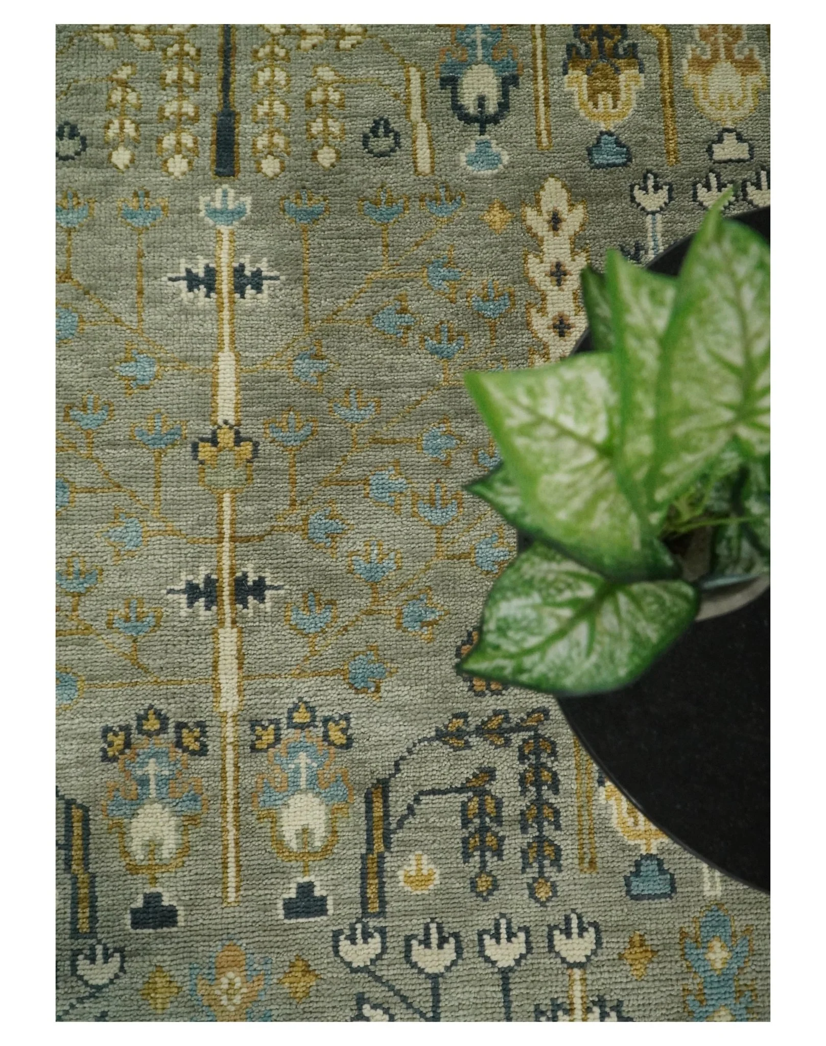 Antique Silver and Gold Hand Knotted Traditional Vintage Style Multi size Wool Area Rug - Image 10